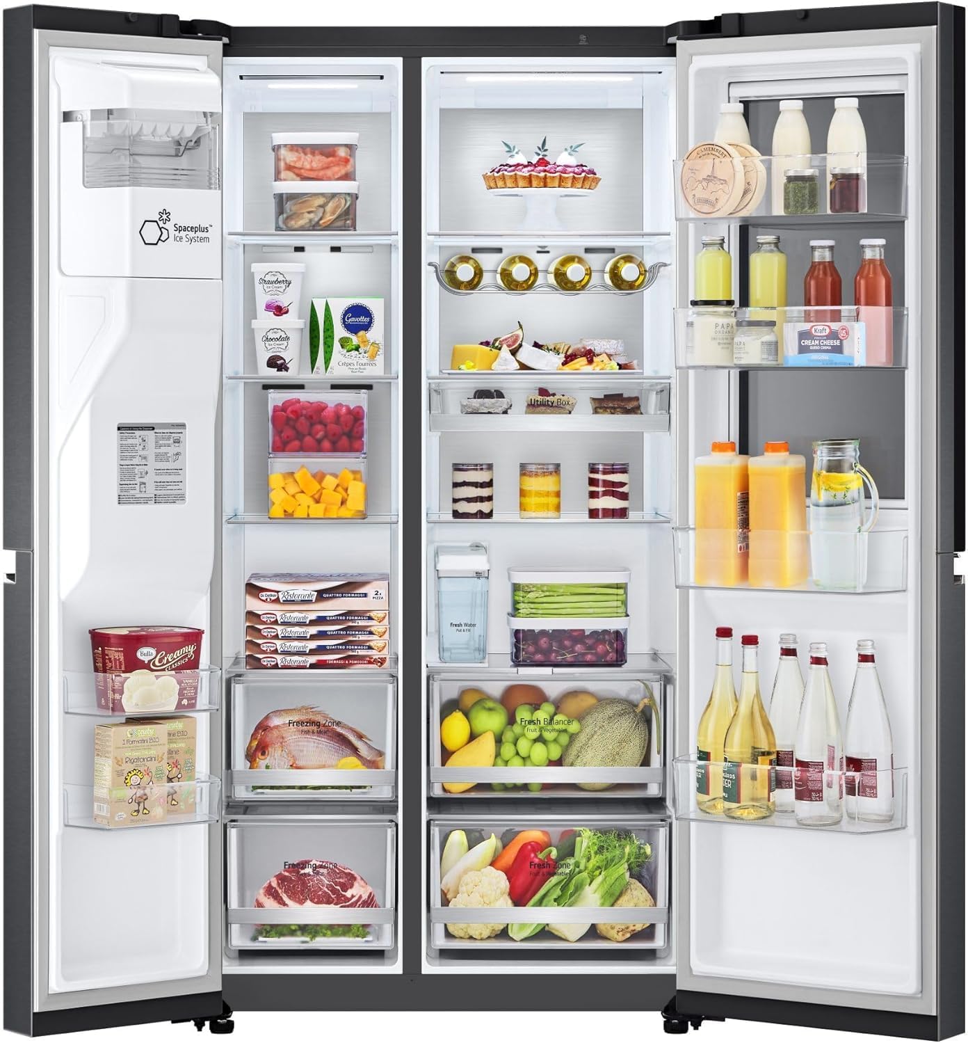 LG GSXV91MCAE Amerikanischer Kühlschrank Side by Side InstaView Total No Frost mit Gefrierfach, 635 l, Nano-UV-Eis-Spender, Türkühlung, Linear Cooling, Smart Kühlschrank mit WLAN und Gefrierschrank