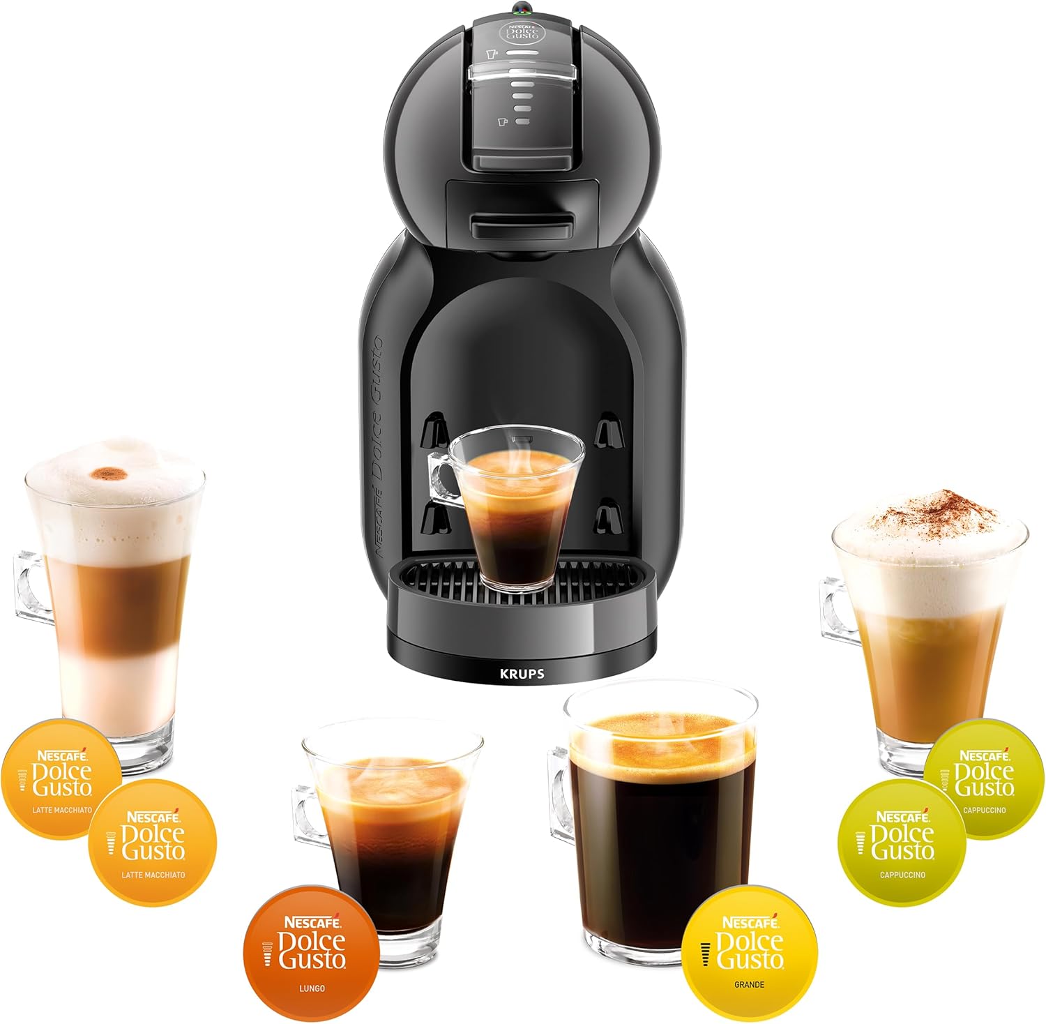 NESCAF DOLCE GUSTO MINI ME by KRUPS arctic-grey/ schwarz automatische Kaffeekapselmaschine