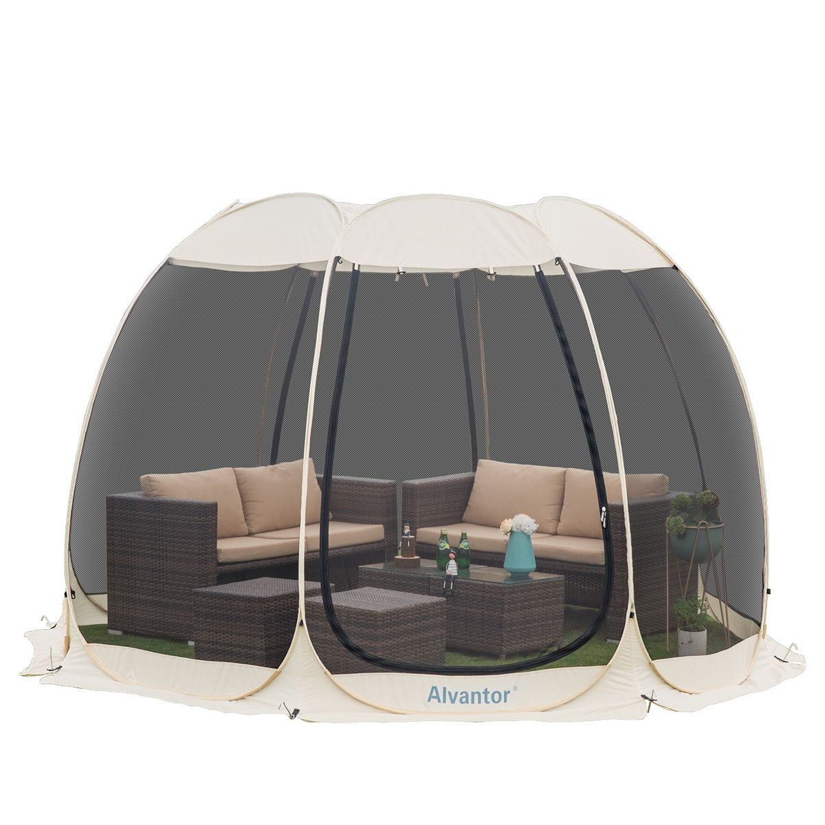 2025 Alvantor Instant Mesh Tent voor Camping 12'x12', Beige, Vouwbare Tent