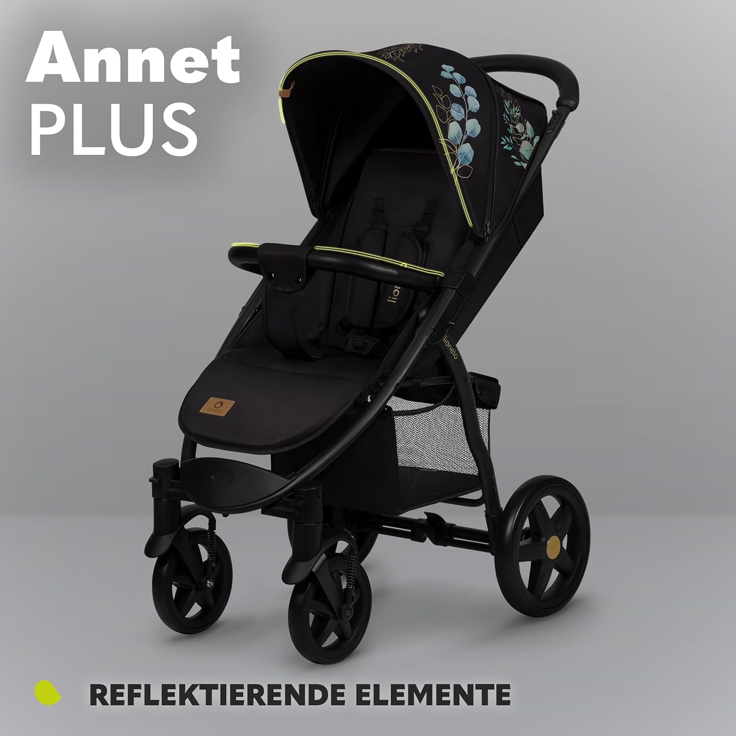 LIONELO Annet Plus Buggy bis 22 kg mit Liegefunktion, Kinderwagen klein zusammenklappbar mit Zubehör, Eva-Schaum-Räder, Moskitonetz, Fußdecke Getränkehalter, Korb