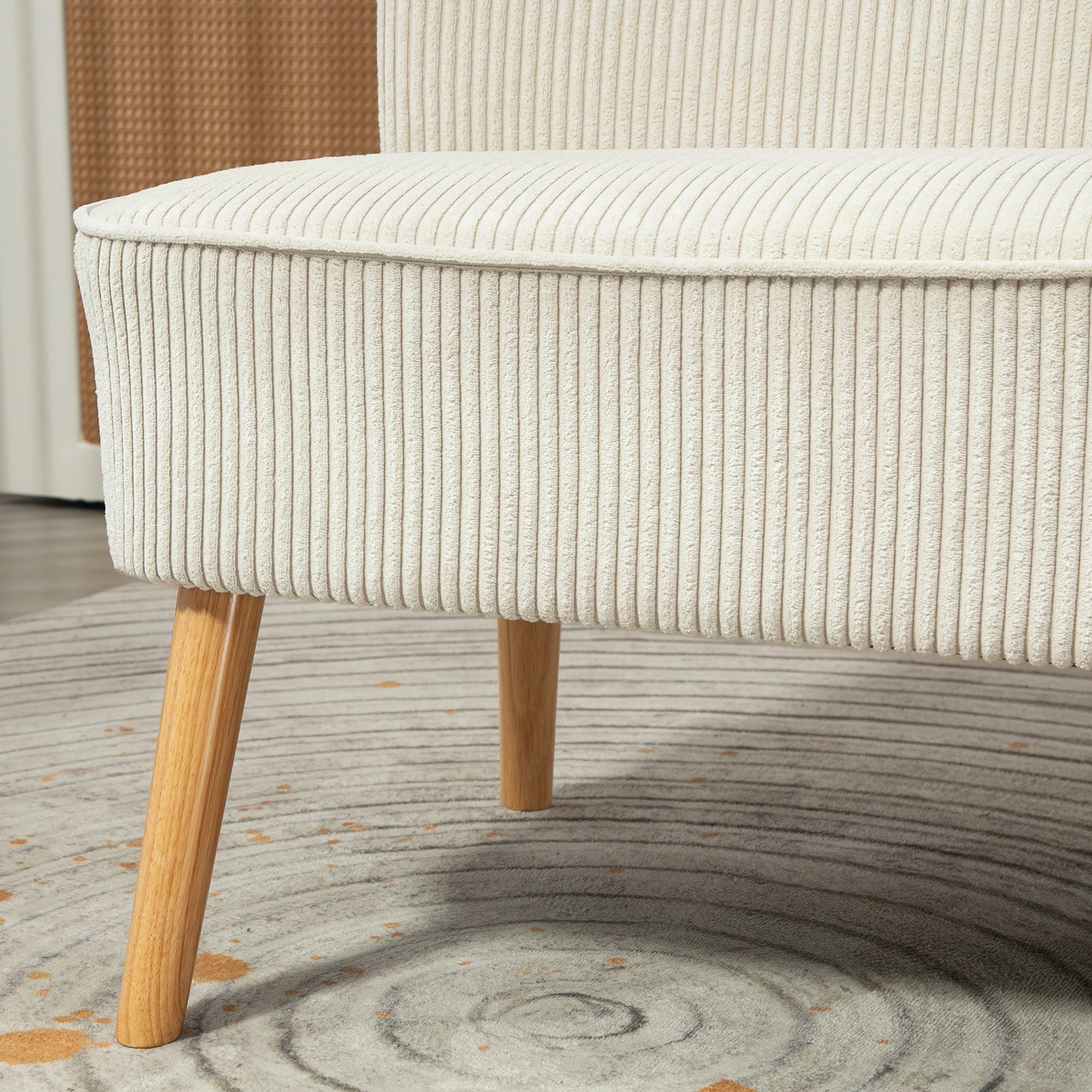 HOMCOM Tweezitsbank, Zachte Bekleding, Onderhoudsvriendelijk, Tot 150 kg Belastbaar, 117 x 56,5 x 77 cm, Crème Wit
