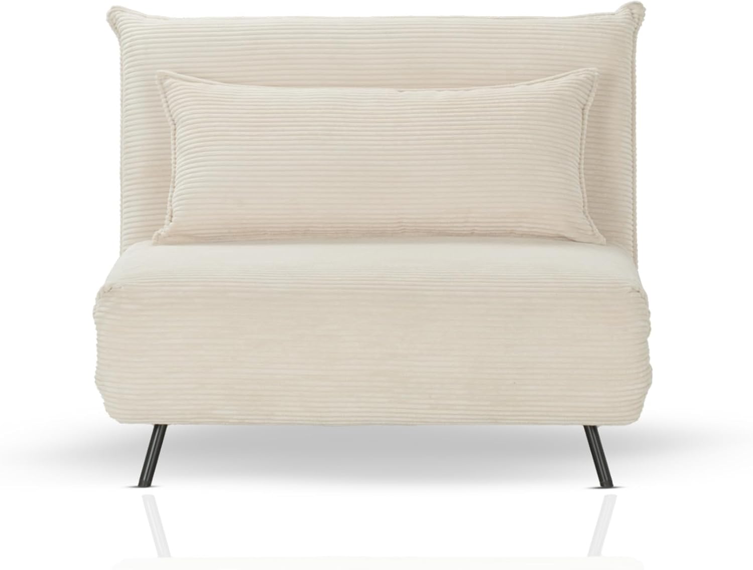 KHG Schlafsessel Beige - Liegefläche ca. 193x108 cm, Sitzhöhe 42 cm, Cordstoff, Relax- und Schlaffunktion, Nosag-Wellenunterfederung, inkl. Nierenkissen, modernes Design