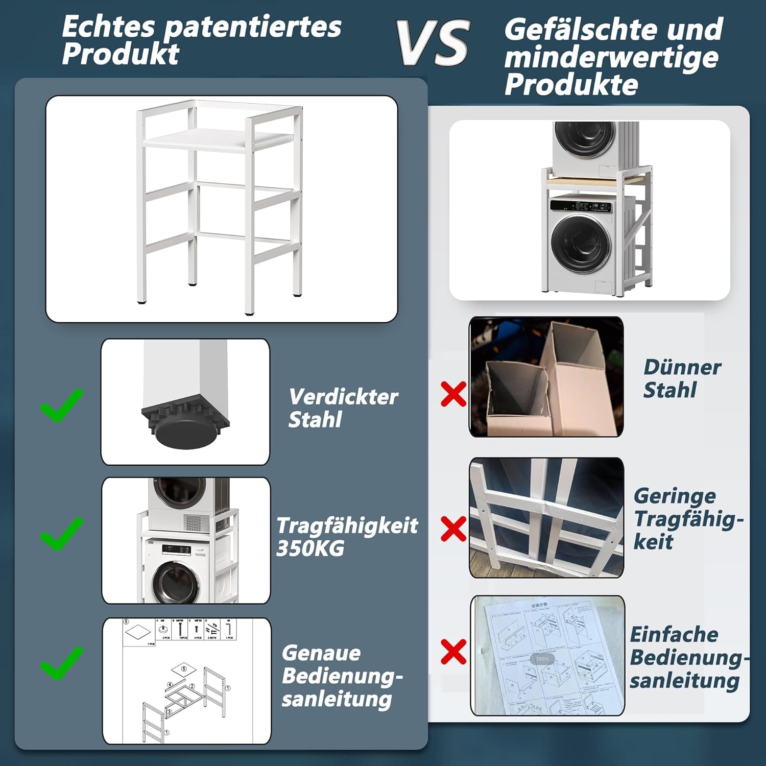 MSFE Regal über Waschmaschine,Höhenverstellbarer Wäschetrocknerständer,Lagerregal über der Waschmaschine, Tragfähigkeit 350 kg,für Waschmaschine und Trockner,73 * 64 * 110cm,Patentiertes Produkt