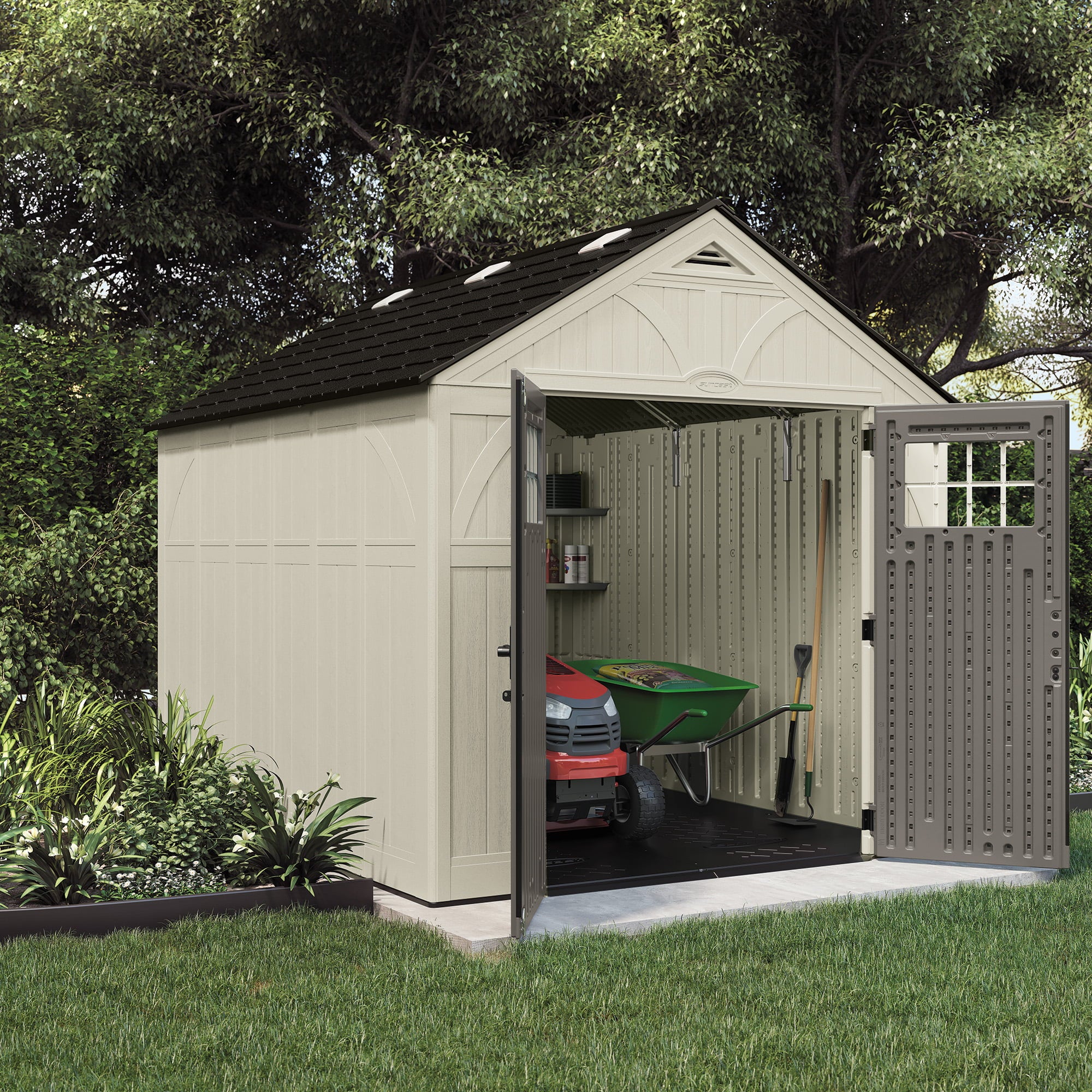 2025 Suncast 8 x 10 ft. Metal and Resin Storage Shed, Vanilla