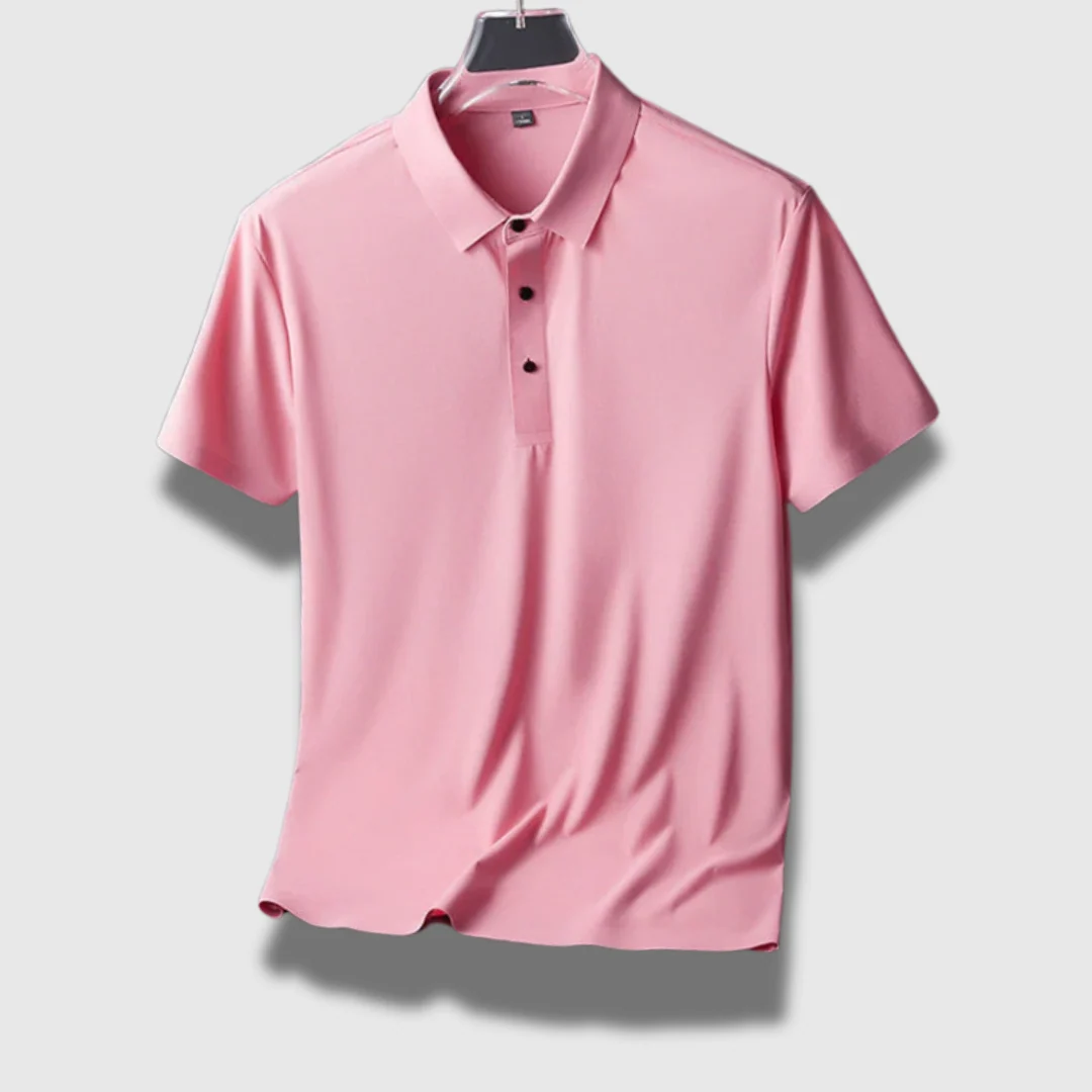 Klassisches Herren Poloshirt aus leichter Seide | Atmungsaktives Kurzarm-Polo mit Knopfleiste und Strukturkragen