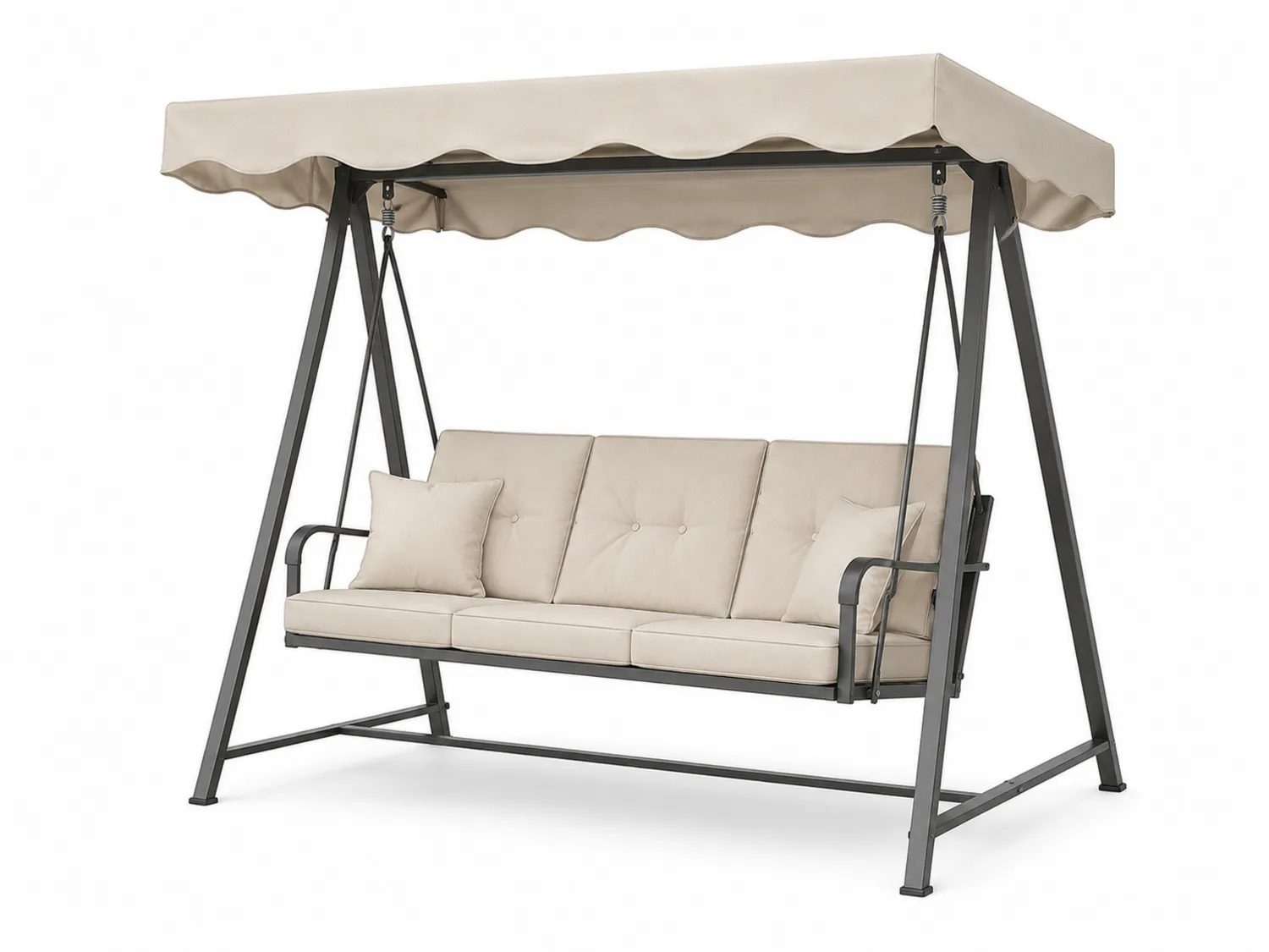 Gartenschaukel 3-Sitzer Stahlrahmen Polyester Beige