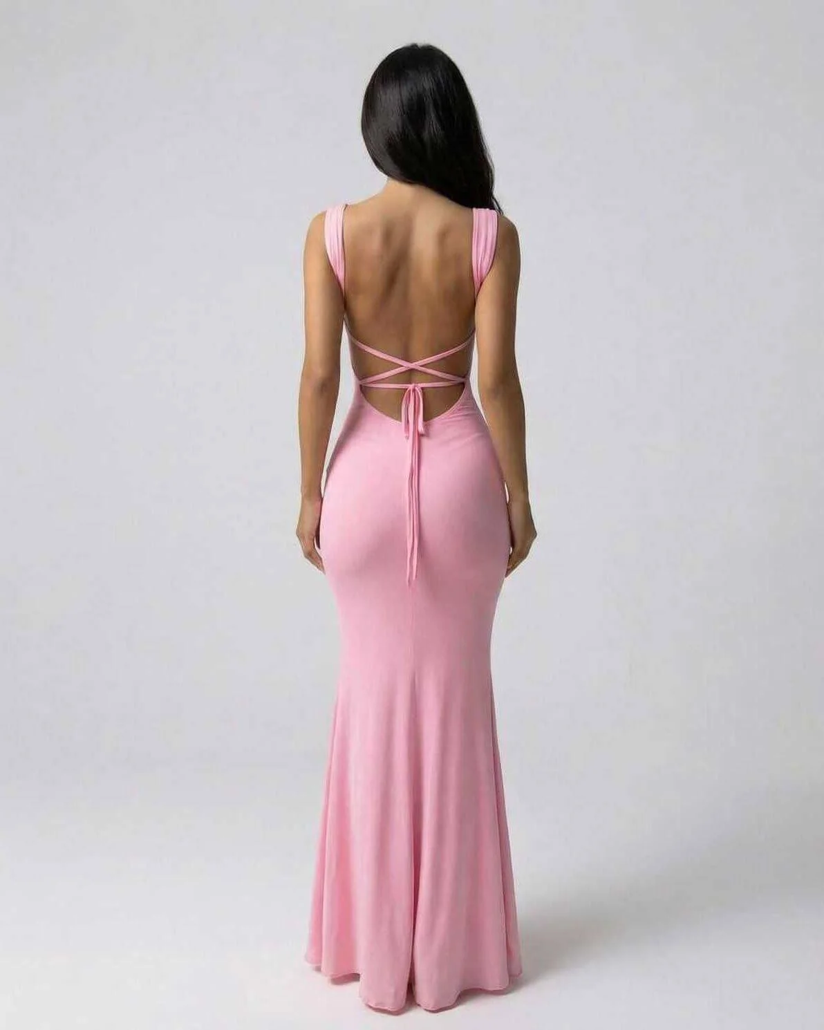 Zartrosa Maxi-Kleid