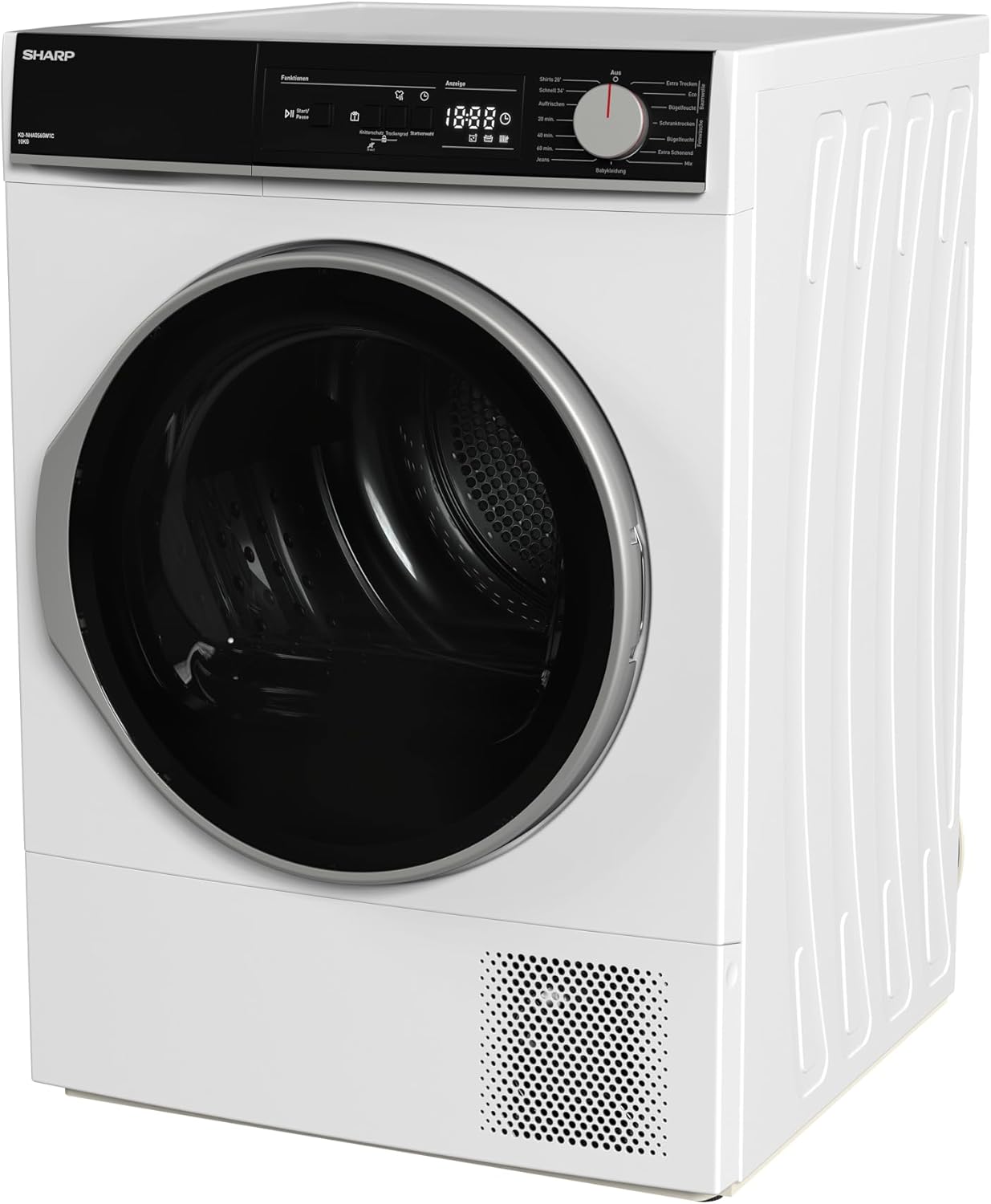 SHARP KD-NHA0S6GW1C-DE Wäschetrockner, 10kg, C, 15 Trockenprogramme inkl. 20-Minuten-Schnelltrockenprogramm, Weiß