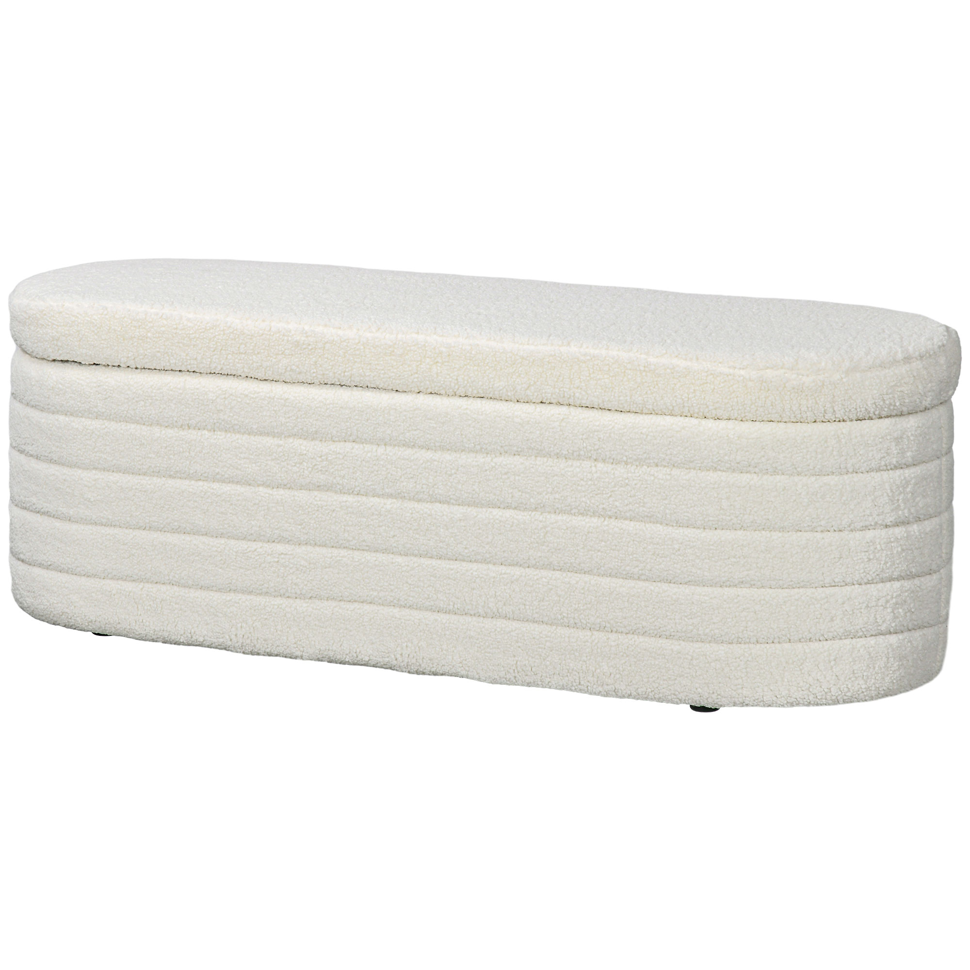 Bedbank met Opbergruimte, Teddy-Fleece, 116x41x40,5cm, Cr��mewit