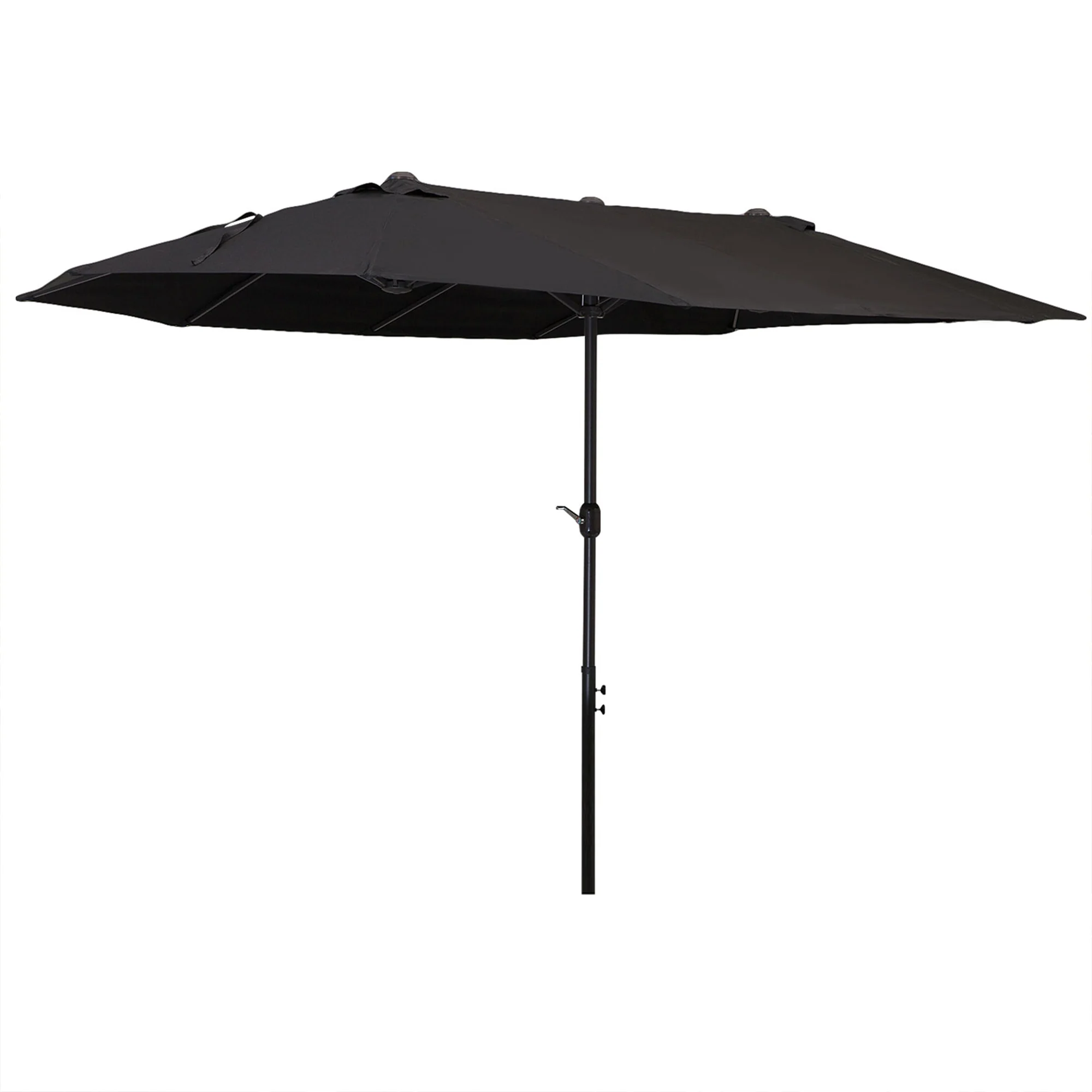 4,6 m Tuin Terras Parasol, Dubbelzijdige Zonneparaplu, Marktluifel Schaduw, Zwart (Zonder Voet)
