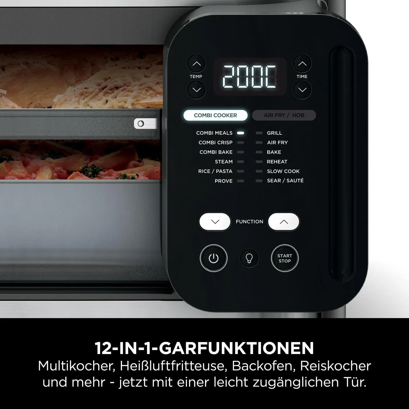 2025 Ninja Combi 12-in-1 Multikoker, Oven & Heteluchtfriteuse, 12 kookfuncties, Air Fryer & Grillen, bereiding in 15 min, met bakplaat, pan, Crisper rooster, receptenhandleiding, grijs, SFP700EU*