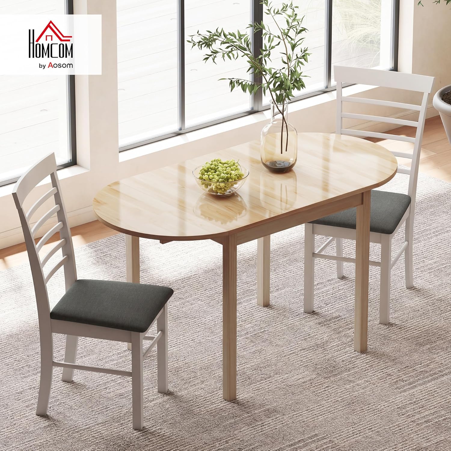 HOMCOM Esstisch aus Holz Klappbar Küchentisch für 6 Personen mit Drop-Leaf-Design Oval Klapptisch Esszimmertisch für Kleine Räume, Esszimmer, Küche 140 x 70 x 75 cm Naturholz