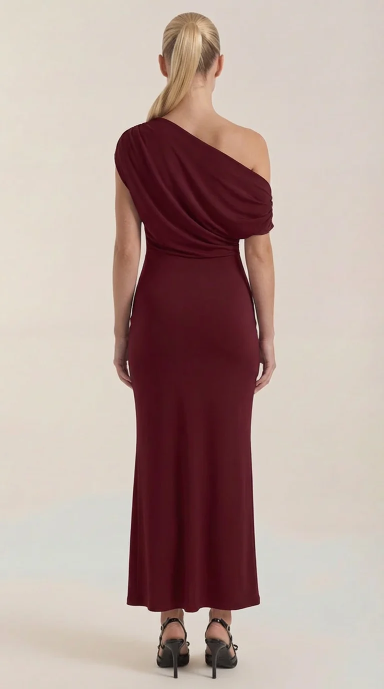 One-Shoulder-Maxikleid