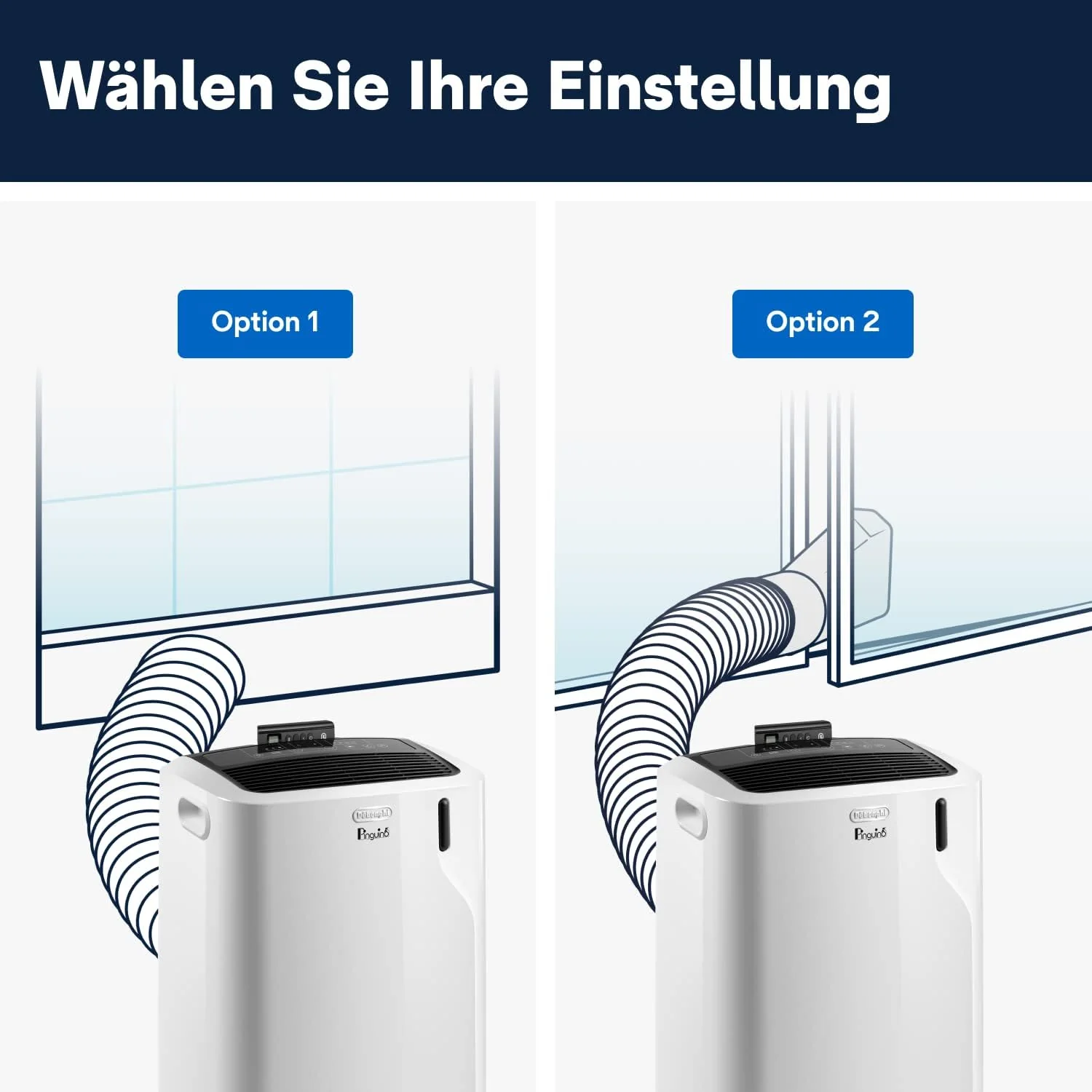 De'Longhi Pinguino PAC EM93 Silent, mobiele airconditioner voor ruimtes tot 90 m3, 10.500 BTU/u, 2,6 kW, 63 dB, ontvochtigingsfunctie, energieklasse A, 24-uurs timer, wit