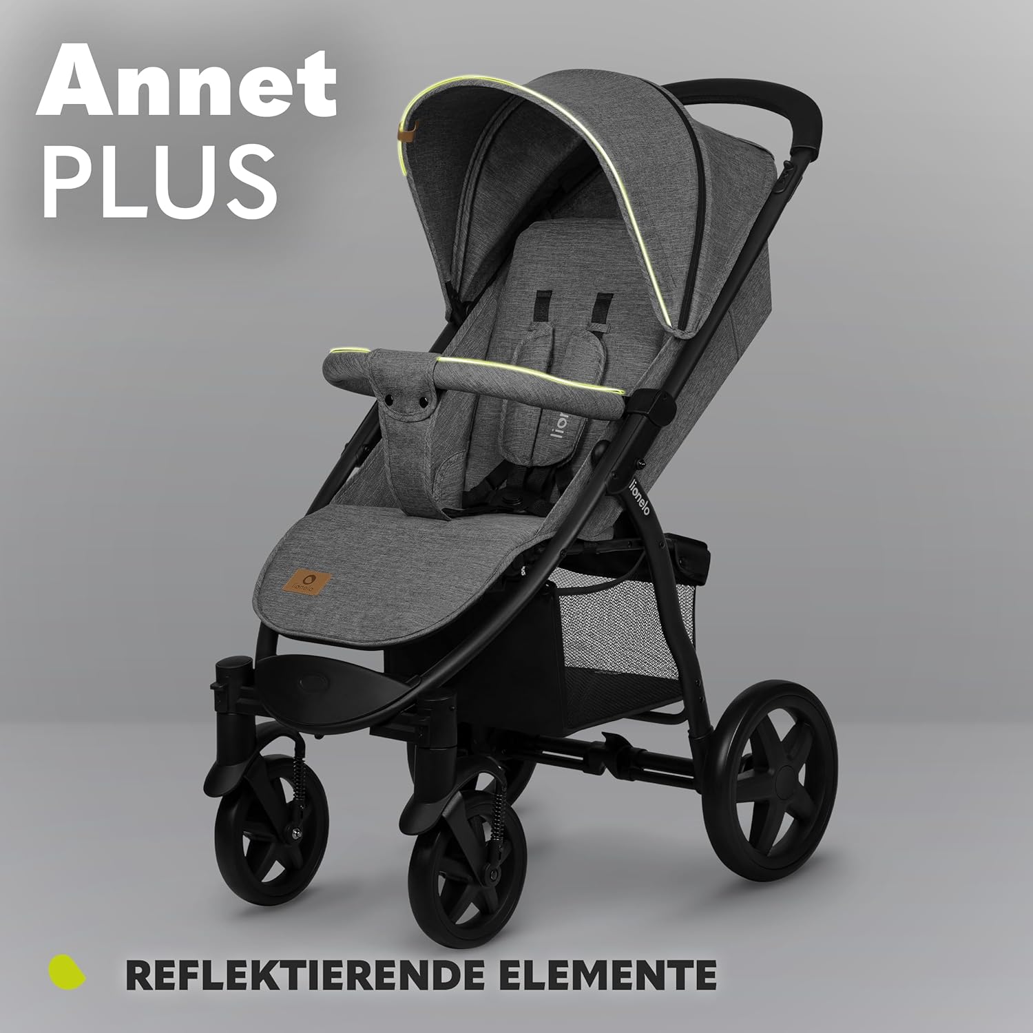 LIONELO Annet Plus Buggy bis 22 kg mit Liegefunktion, Kinderwagen klein zusammenklappbar mit Zubehör, Eva-Schaum-Räder, Moskitonetz, Fußdecke Getränkehalter, Korb