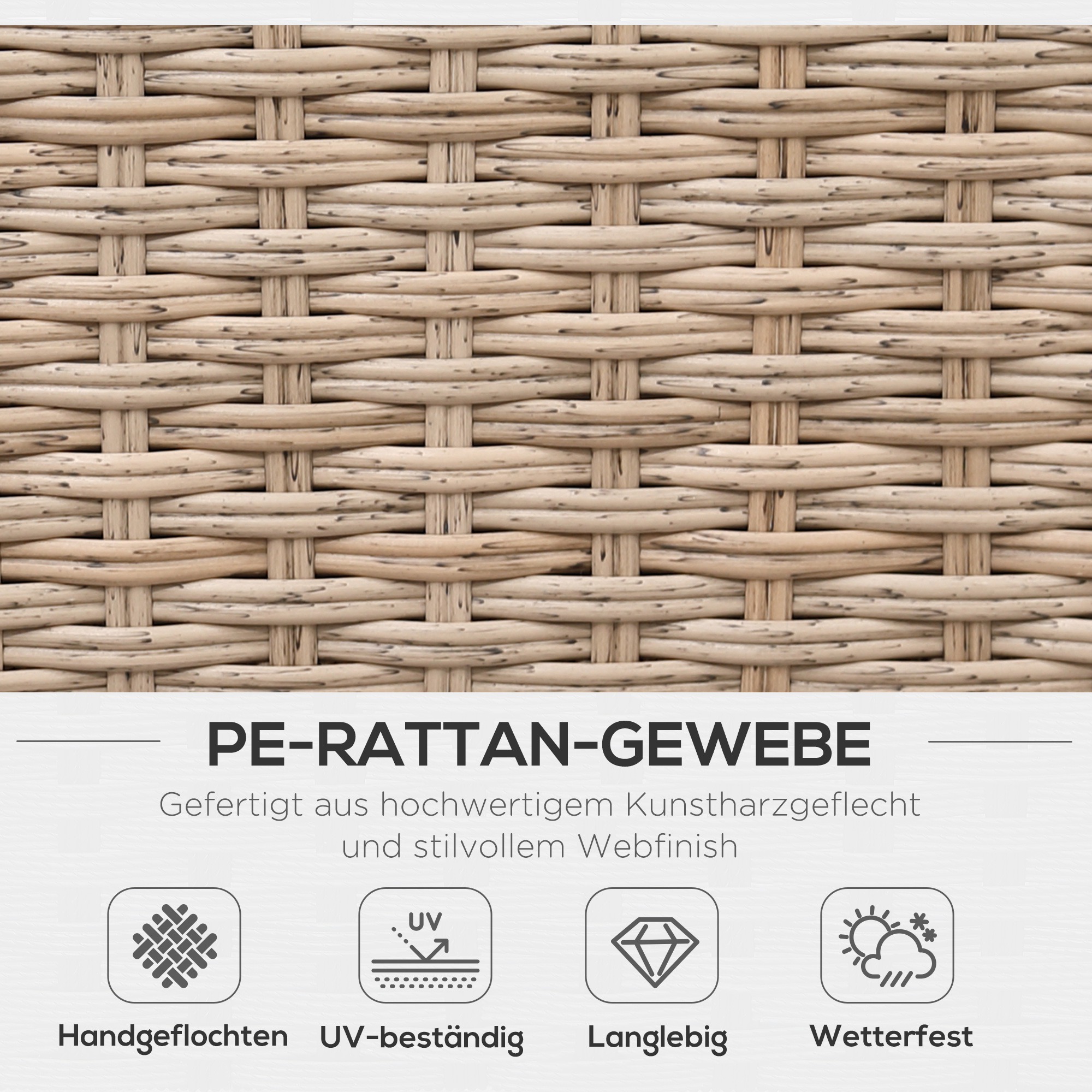 poly-rotan tuinmeubelen 4-delige loungeset zitgroep set met aflegvlakken
