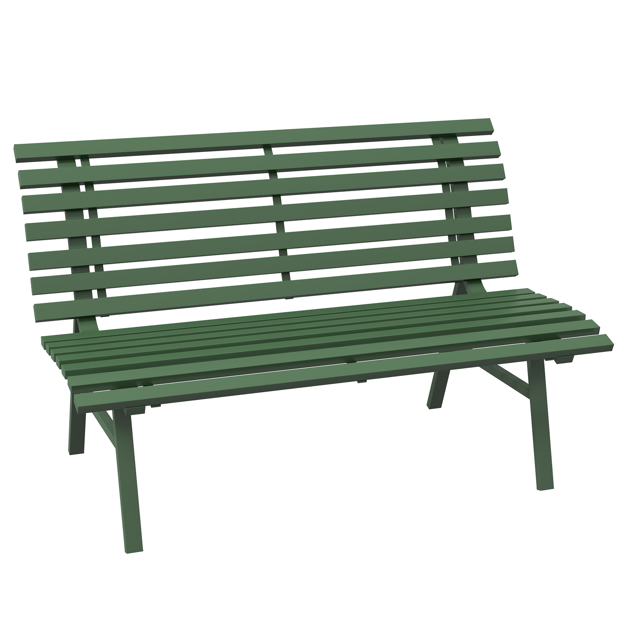 Outsunny Groene Tuinbank, Parkbank, Zitbank in Latdesign, Weerbestendig, Aluminium, 123 x 67 x 79 cm