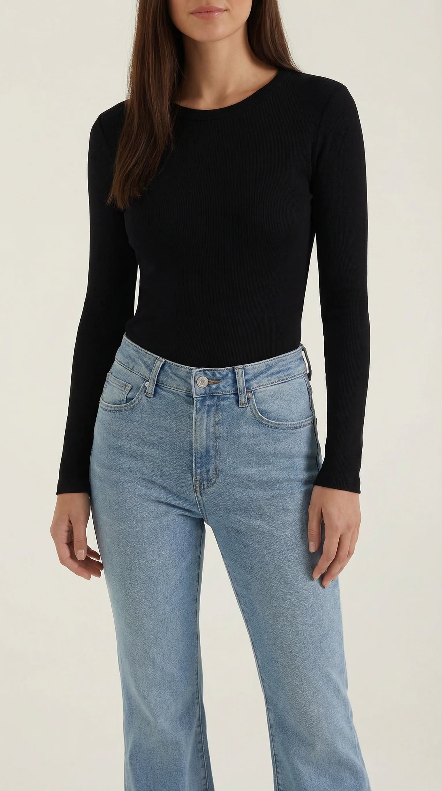 Langarmshirt mit gerippter Struktur
