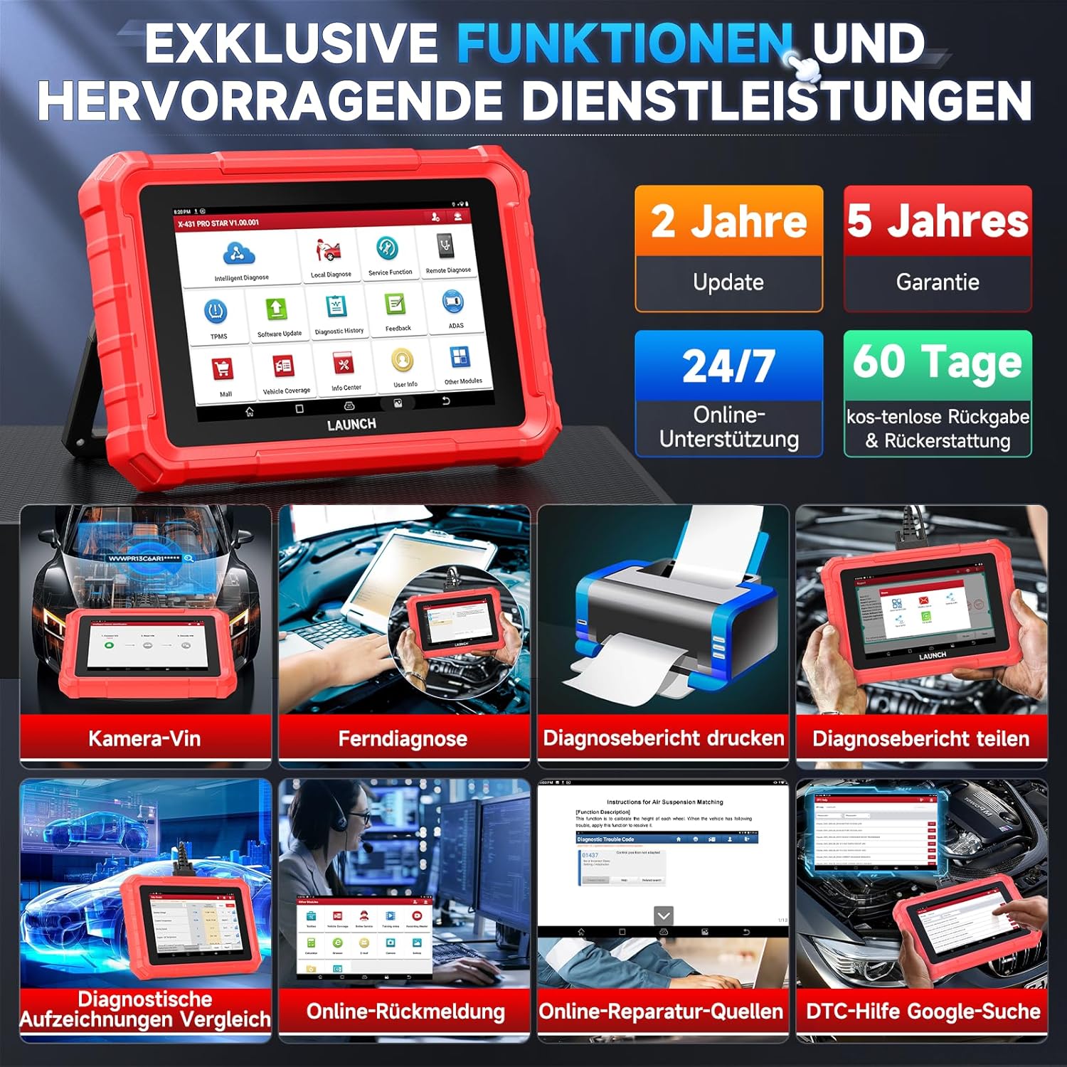 Launch CRP123I V2.0 OBD2 Diagnosegerät Auto, 4 Systeme Auslesegerät Auto, Launch Diagnosegerät mit Öl/EPB/DPF/SAS/BAS/BMS/Drosselklappe Reset, Auto VIN, Batterie-Test, Lebenslanges Update Scan Tool