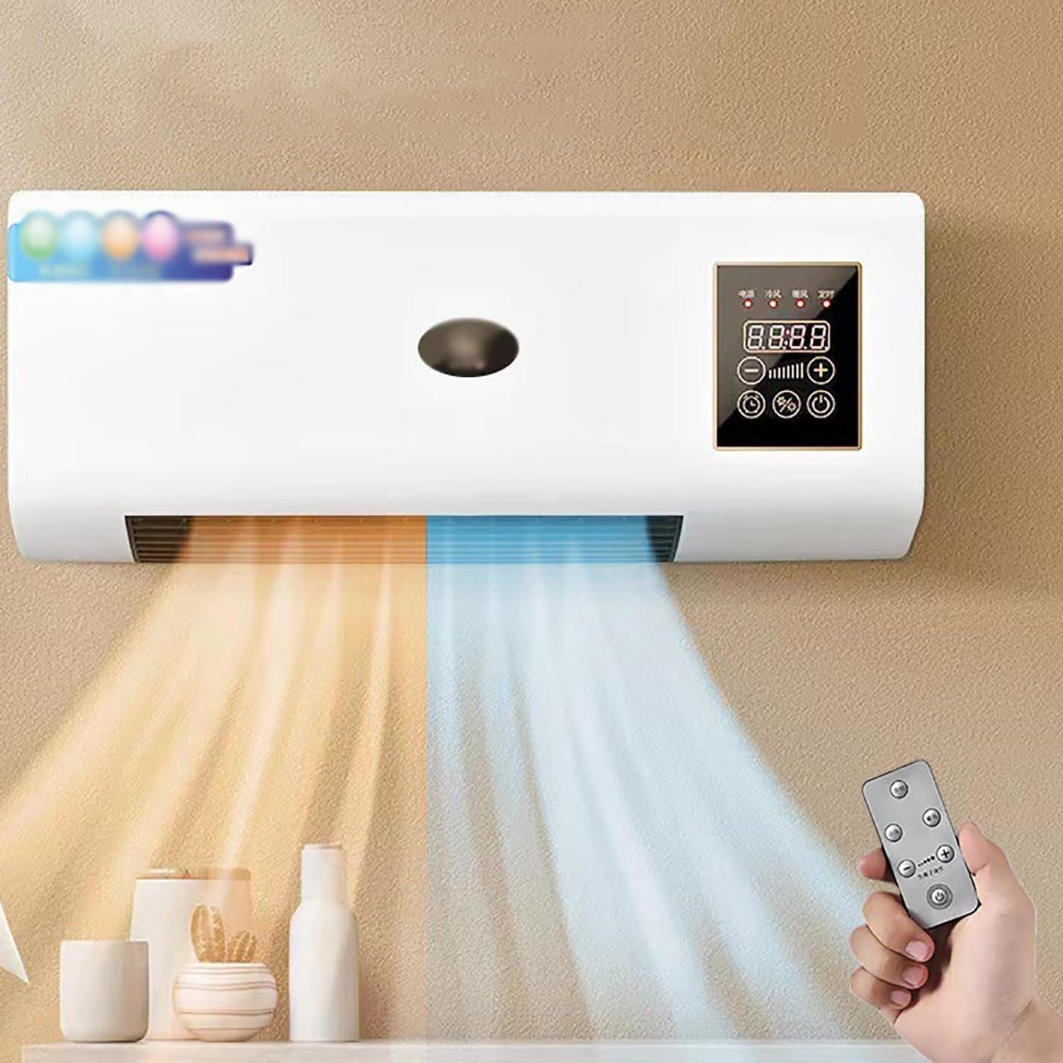 Mini-Klimaanlage – Wandmontiertes Heiz- und Kühlgerät mit Fernbedienung, ideal für Zelt, Schlafzimmer, Wohnzimmer, Büro, 8-Stunden-Timerfunktion