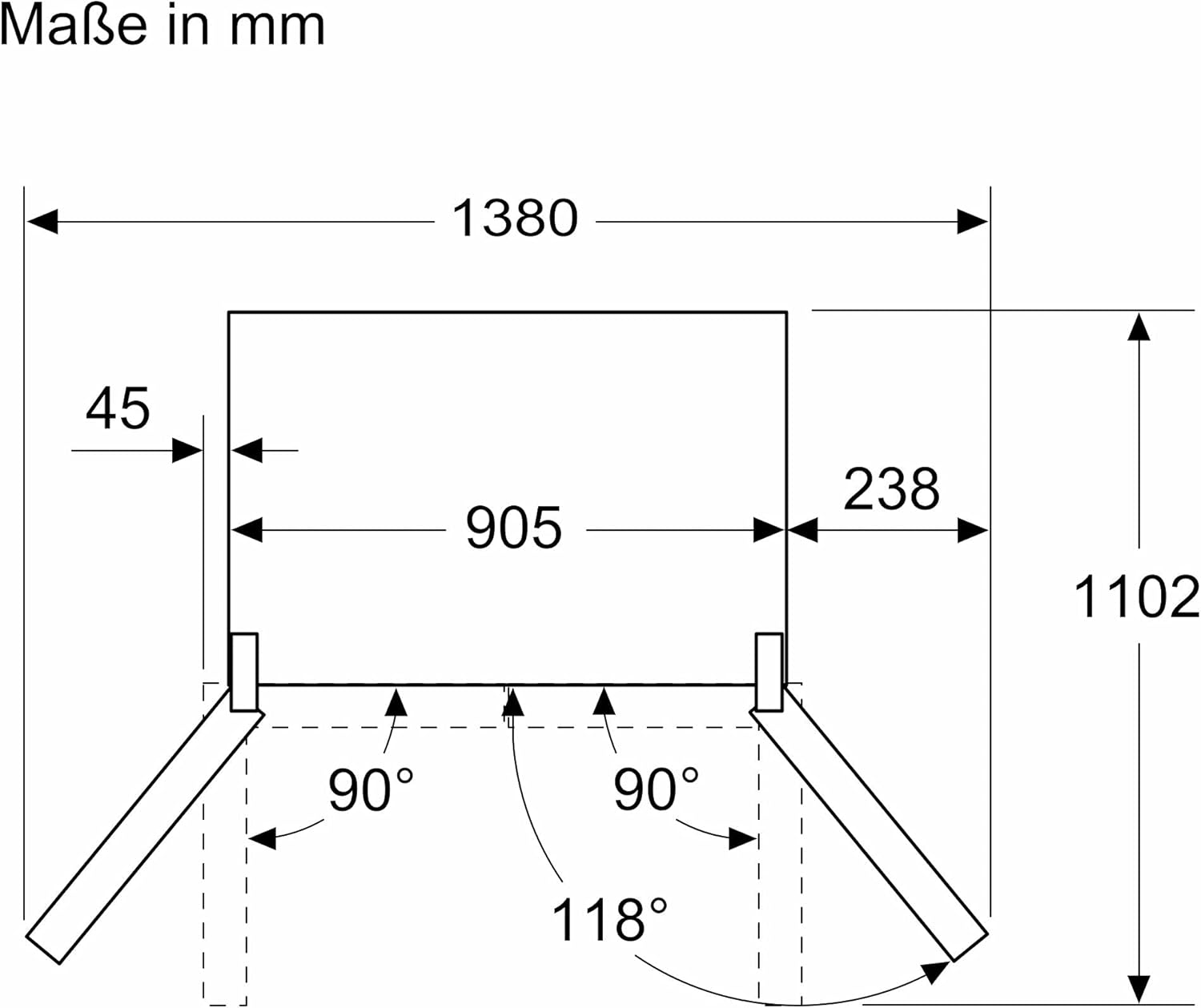 SIEMENS KF96NVPEA iQ300 Multi-Door-Kühlschrank, 183 x 91 cm, 405 L Kühlen & 200 L Gefrieren, hyperFresh längere Frische, noFrost nie wieder abtauen, superCooling schnellere Kühlung