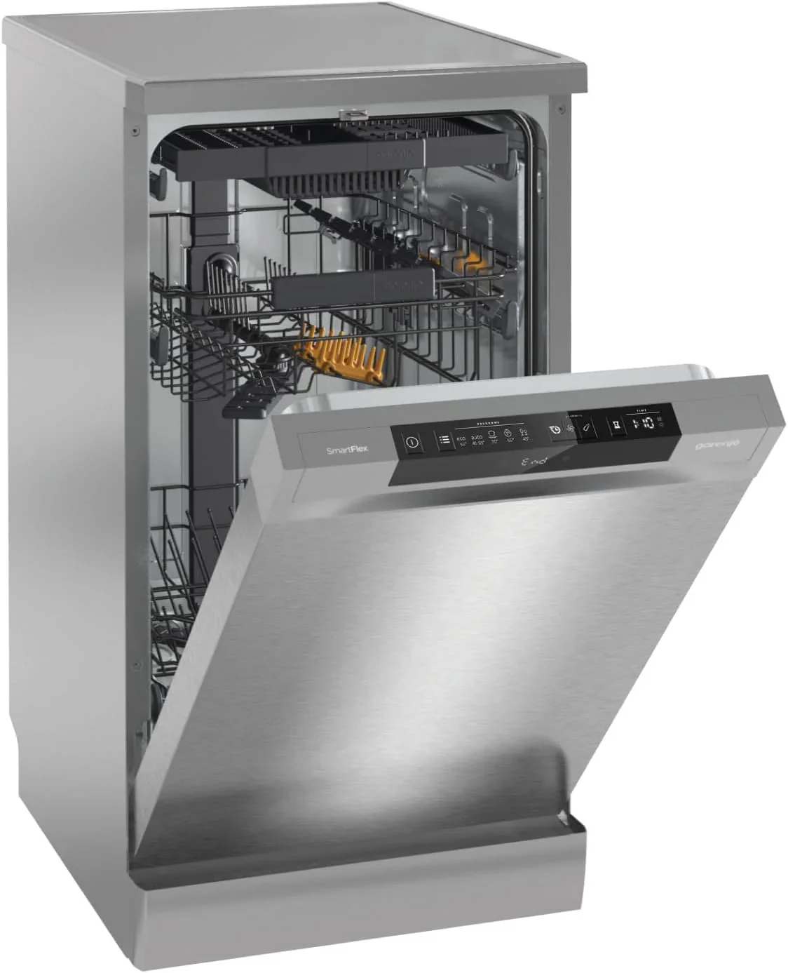 Gorenje GS 541D10 X Freistehender Geschirrsp��ler / SuperSilent / 11 Ma?gedecke / 5 Programme / Programmanzeige / TotalDry / Silber, 45 cm breit