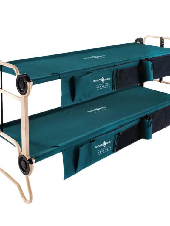 Disc-O-Bed Large Cam-O-Bunk Double Cot with Storage Organizers, Green