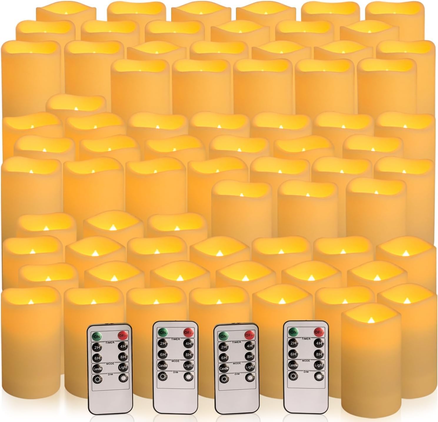 Set mit 72 flammenlosen LED-Batterien, wasserdicht (D5,6 x H 10,2 cm, 12,7 cm, 15,2 cm), mit 10-Tasten-Fernbedienung und 24-Stunden-Timer