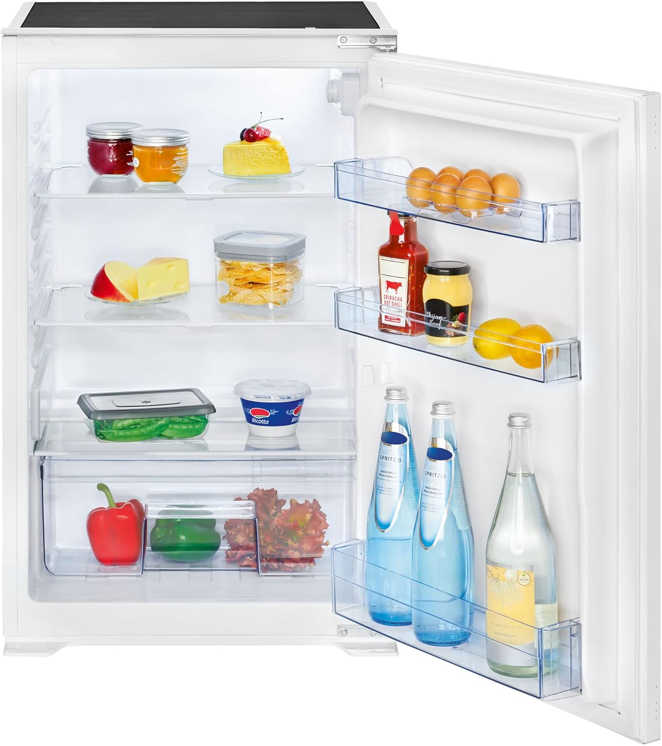 Bomann® Einbaukühlschrank ohne Gefrierfach 129L | Kühlschrank Einbau mit stufenloser Temperaturregelung | Abtauautomatik | Einbau Kühlschrank mit 3 Glasablagen | Schlepptürausführung | VSE 7809