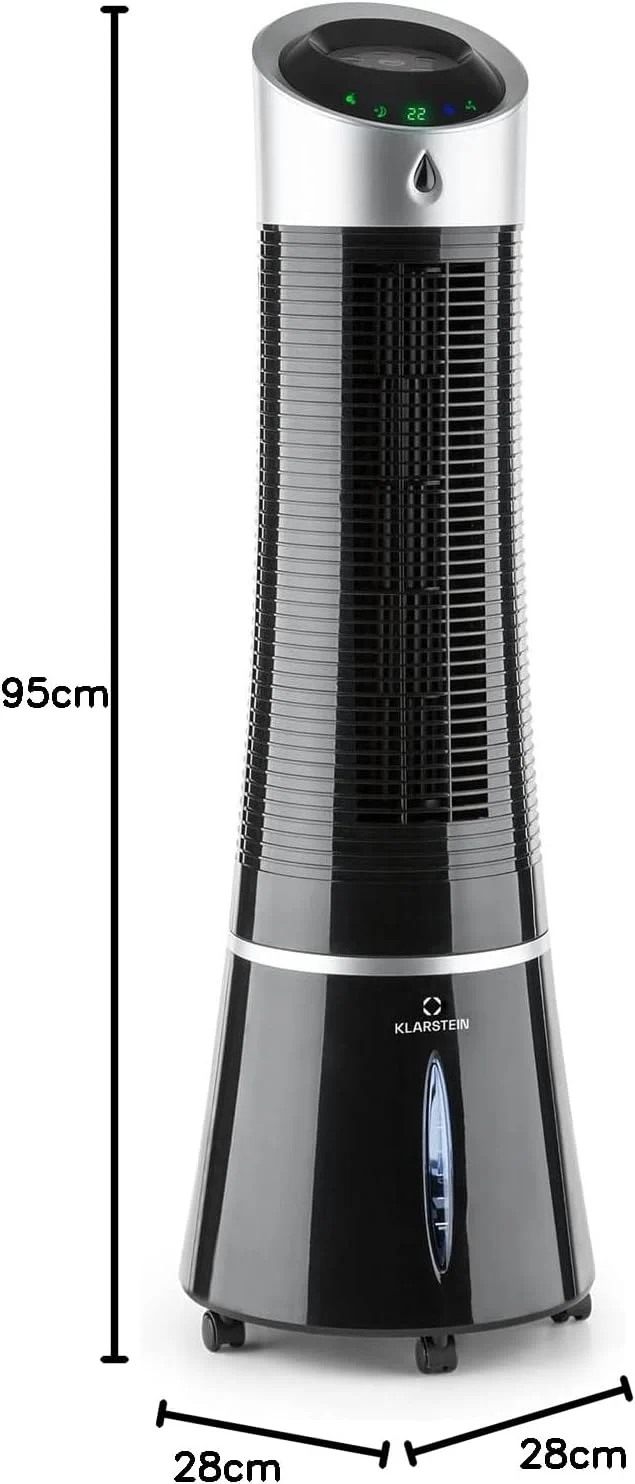 Klarstein 4-in-1: Slimme luchtkoeler, ventilator, luchtbevochtiger & ionisatie I 6 L watertank, oscillatie, 30 W, 210 m3/u, timer I Klimaatregelaar zonder afvoerslang, Mobiele airconditioner, Zwart-ros��goud
