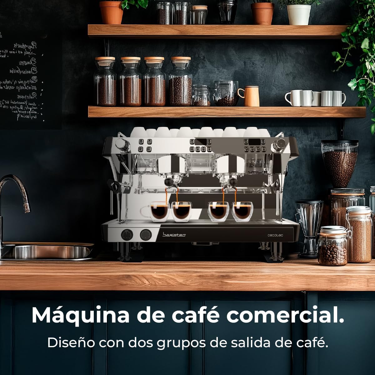 Cecotec Espresso-Kaffeemaschine Barista Baristeo Intima, professionelle Barista-Espressomaschine, Vorbrüh-System, 15 Bar Pumpe, einfaches Befüllen, 1,7L Wassertank und Tassenwärmer
