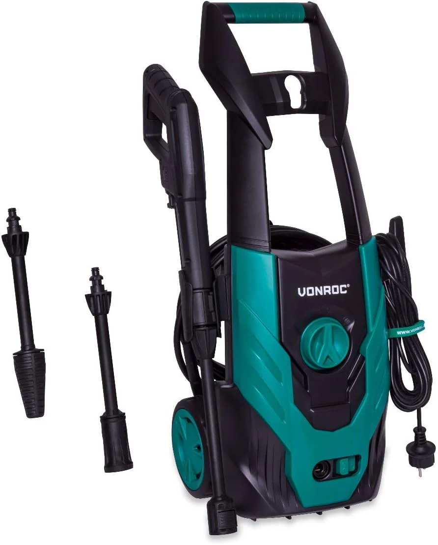 VONROC Professionele hogedrukreiniger 195bar - Gevelreiniger voor zware reinigingswerkzaamheden [2500W] - Hoge wateropbrengst [468 l/u] Reinigingstank, Aluminium Pomp - incl. Terrasreiniger