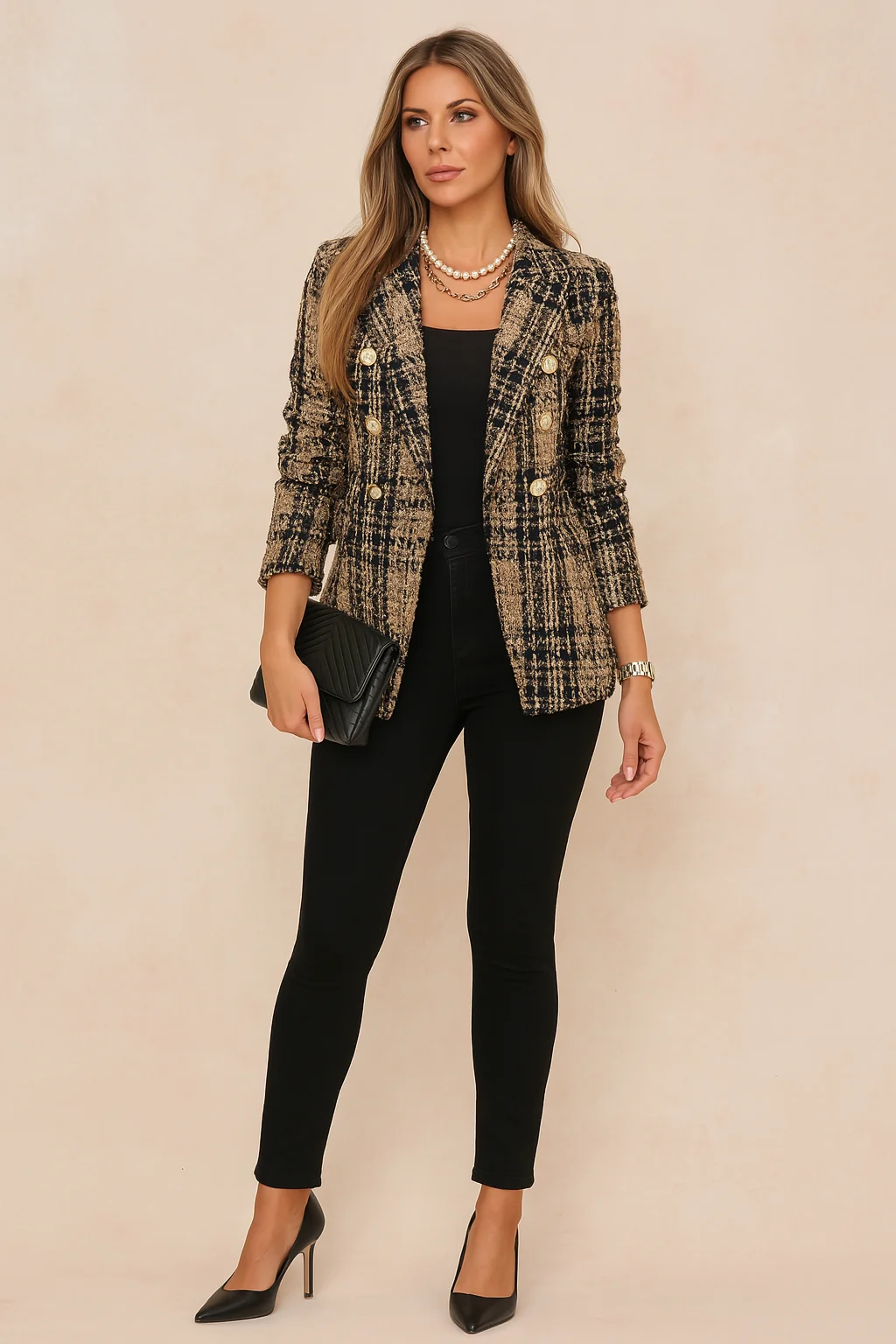 Elegante karierte Damenjacke