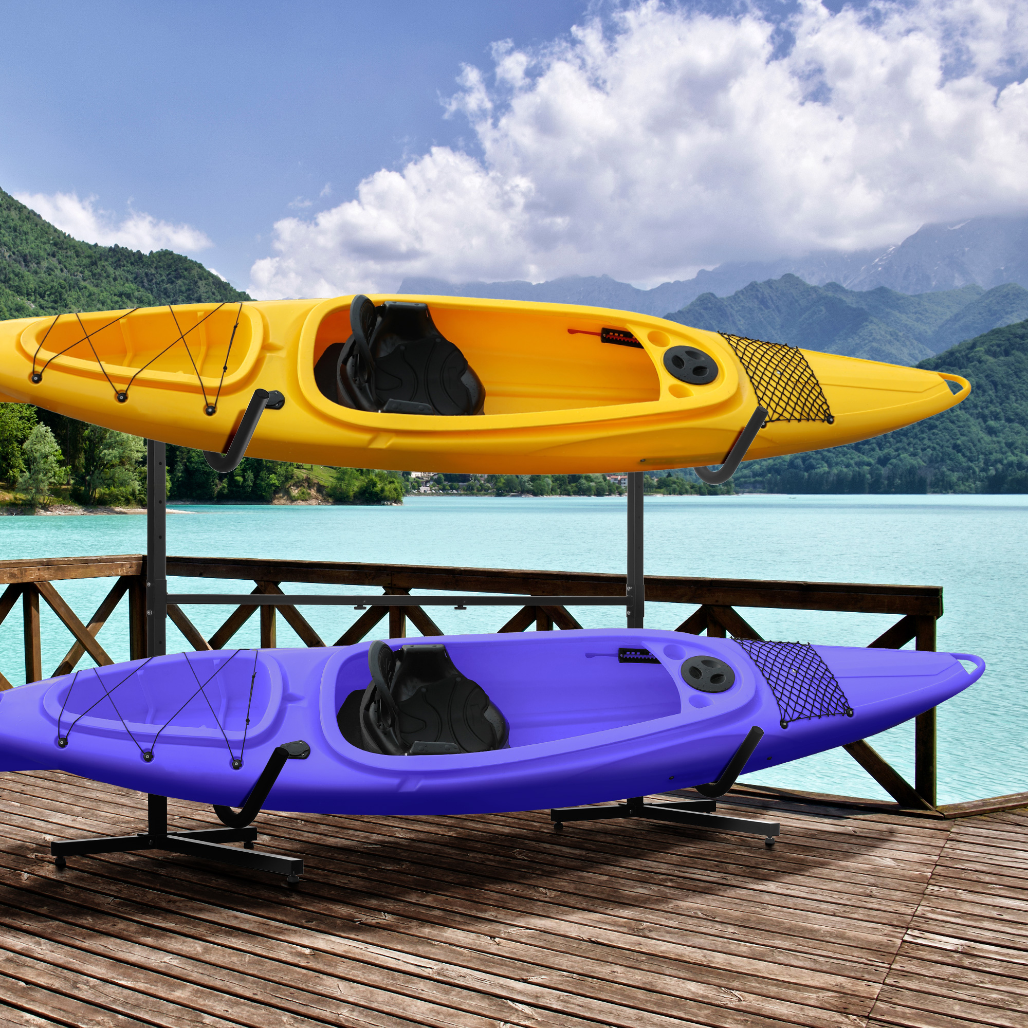 SPORTNOW Kajak, surfboard en stand-up paddle houder - Verstelbaar metalen frame (144-180 cm)