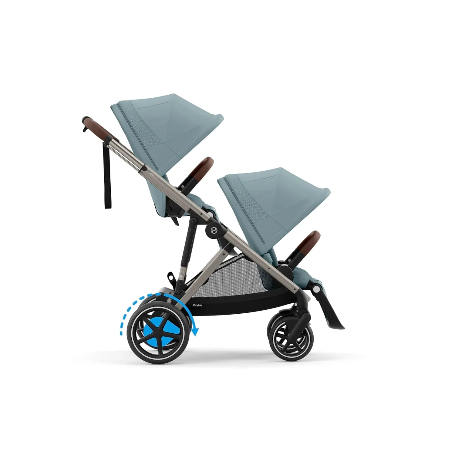 CYBEX Gold Kinderwagen e-GAZELLE S, Ab Geburt bis ca. 4 Jahre, Max. 22 kg (Single-Modus) / 2x 22 kg (Duo-Modus), All-in-1-System mit E-Antrieb und 20+ Konfigurationen, Moon Black