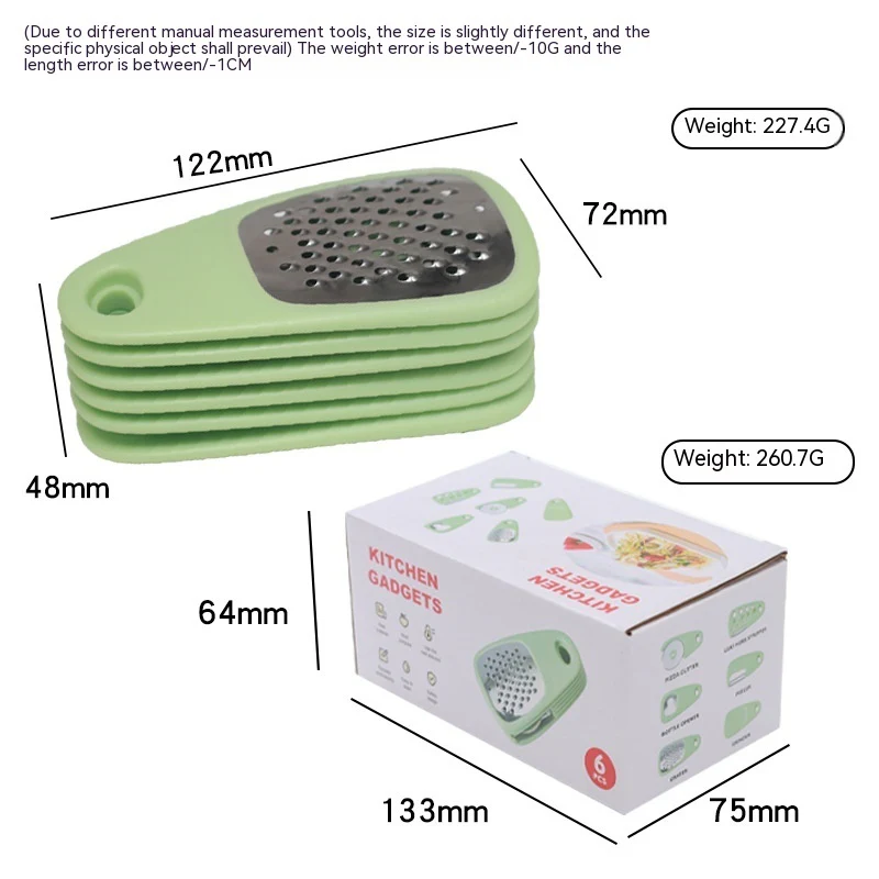 6-in-1 Multifunction Kitchen Gadget Set �?Peeler, Garlic Crusher, Slicer & Bottle Opener Combo Tool