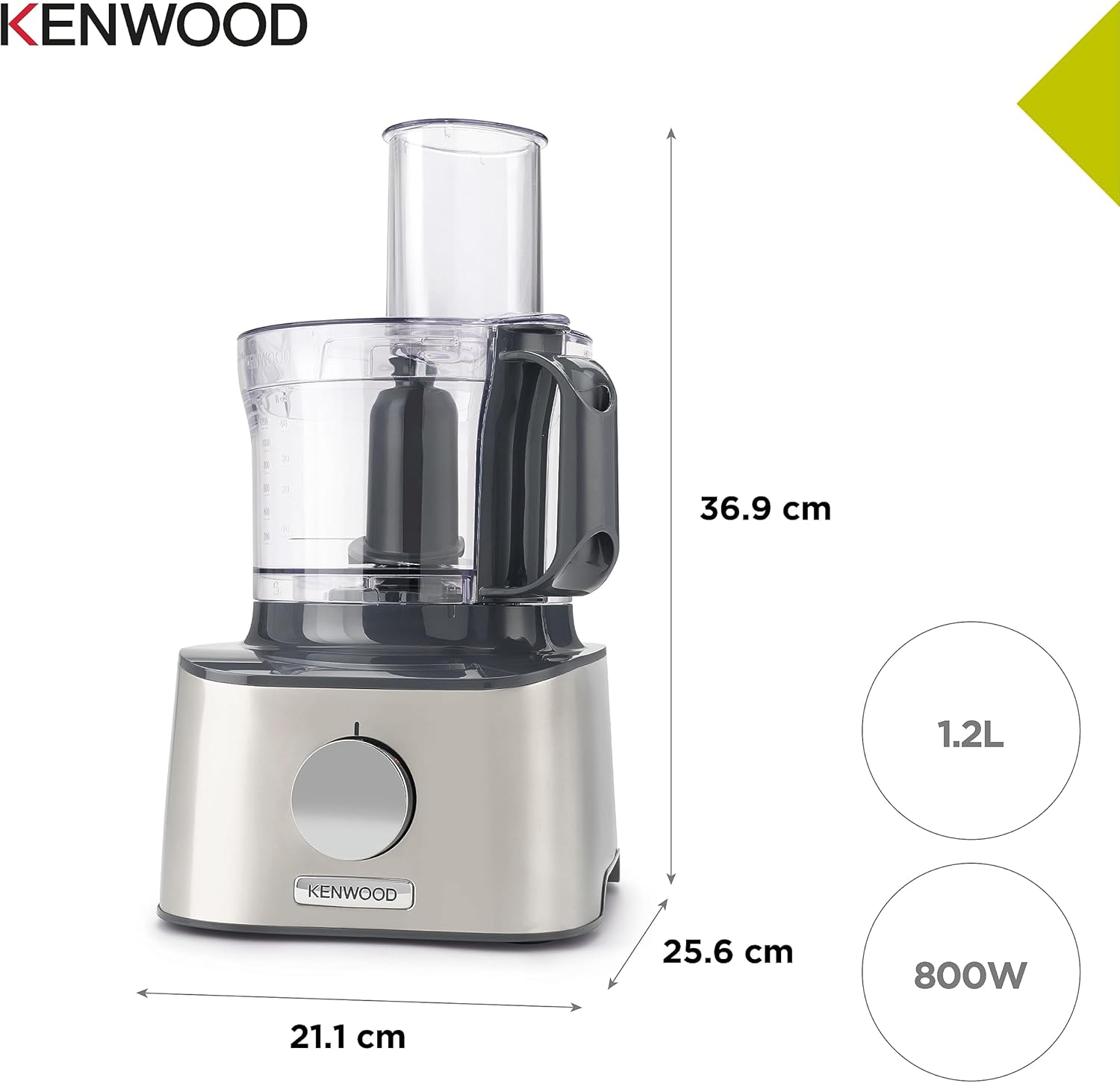 Kenwood MultiPro OneTouch FDM73.850SS – 3-in-1 Kompakt-Küchenmaschine & Mixer, 12 Zubehörteile, 6 Automatikprogramme, Variable Geschwindigkeit & Pulse-Funktion, Integrierte Waage, 1000 W, Silber