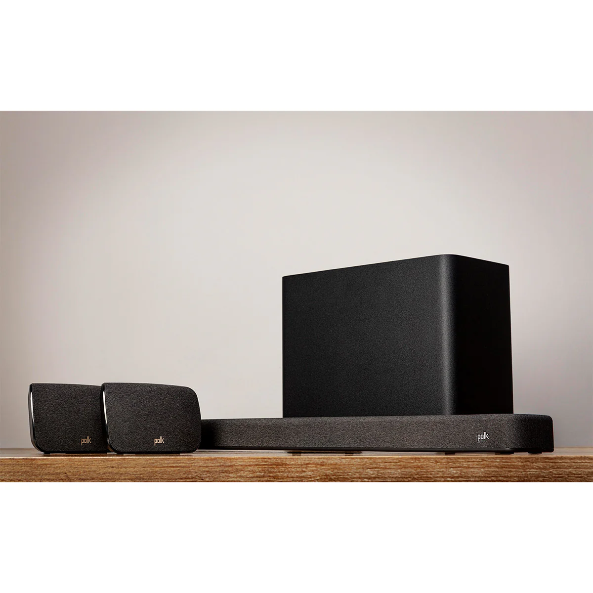 Polk Audio React Thuisbioscoop Systeem met React Soundbar, Draadloze Subwoofer en Draadloze Achterluidsprekers