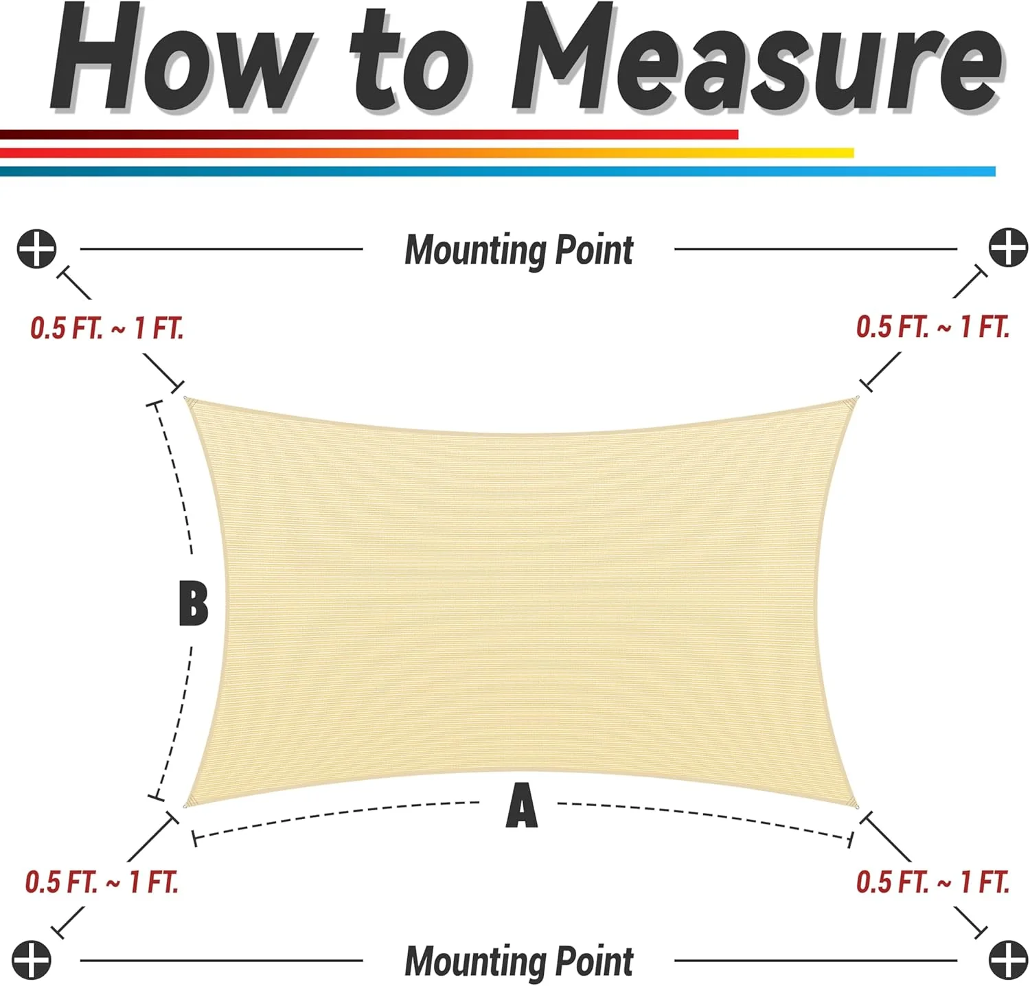 ShadeMart Heavy Duty 12' x 16' Beige Sun Shade Rectangle Pro Ring Shade Sail. 260 GSM Commercial Grade UPF50 Sunshade. Reinforced Corners & Edges - 5 Years Warranty (We Make Custom Size)