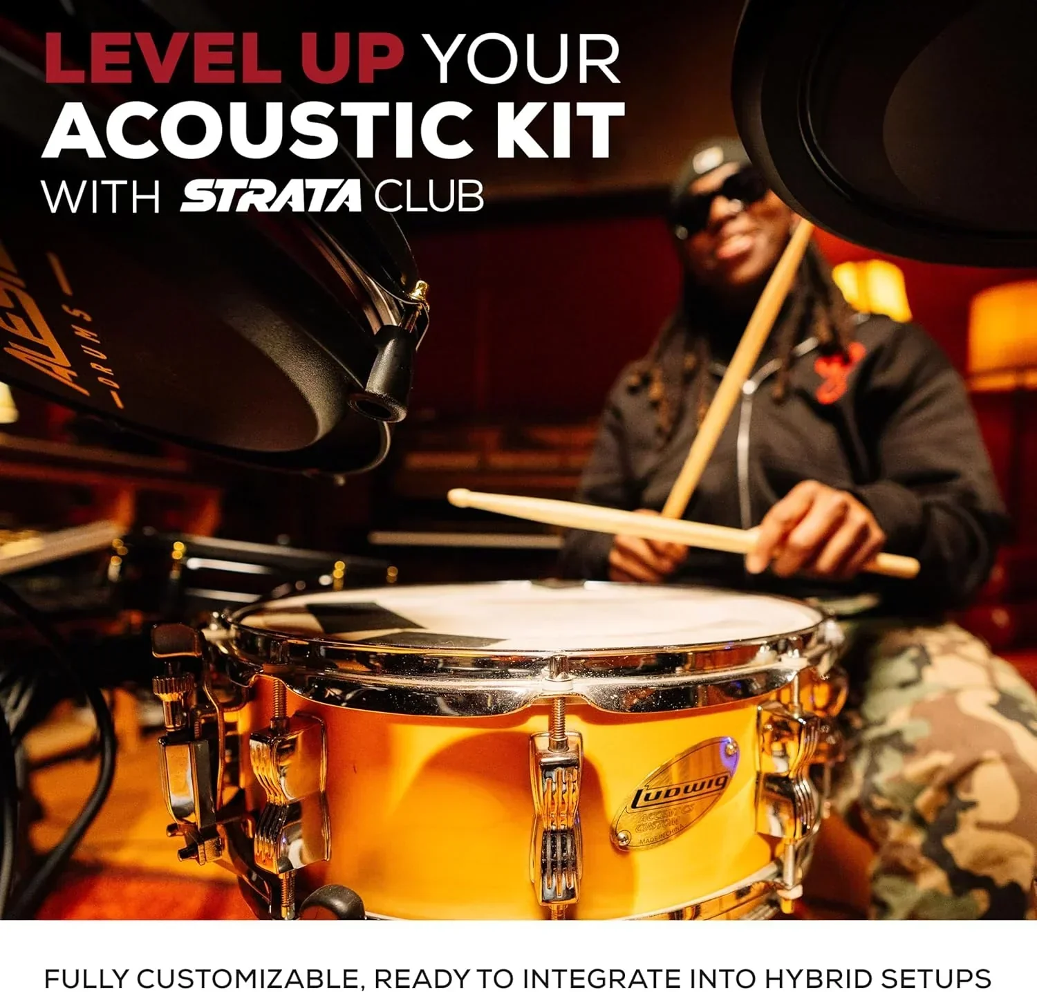 Alison Strata Prime Electronic Drum Set with Touch Screen Dual Area Grid Head