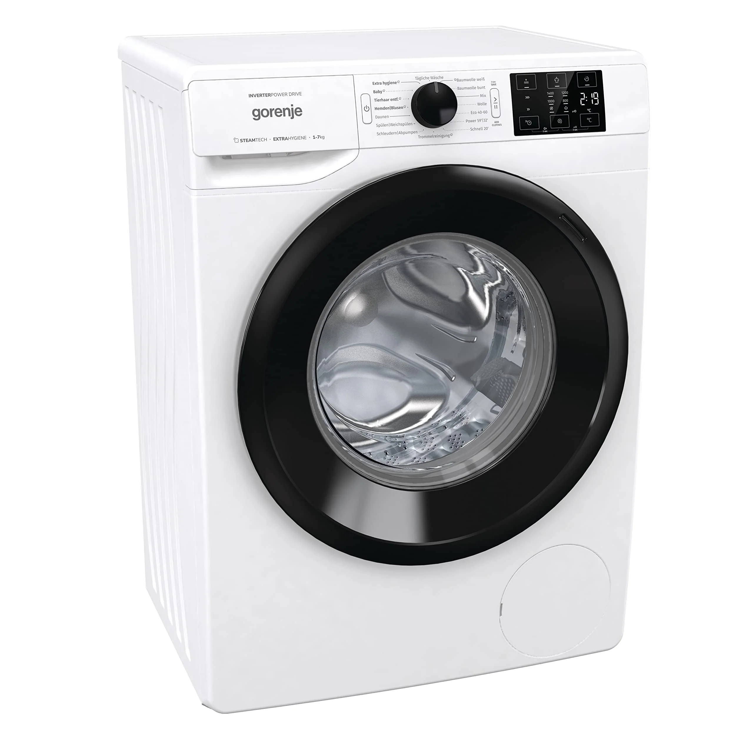 Gorenje WAM 74 SAP wasmachine met stoomfunctie / 7 kg / 1400 tpm / 16 programma??s / AquaStop / Inverter PowerDrive motor / roestvrijstalen trommel / kinderslot / energieklasse A / wit