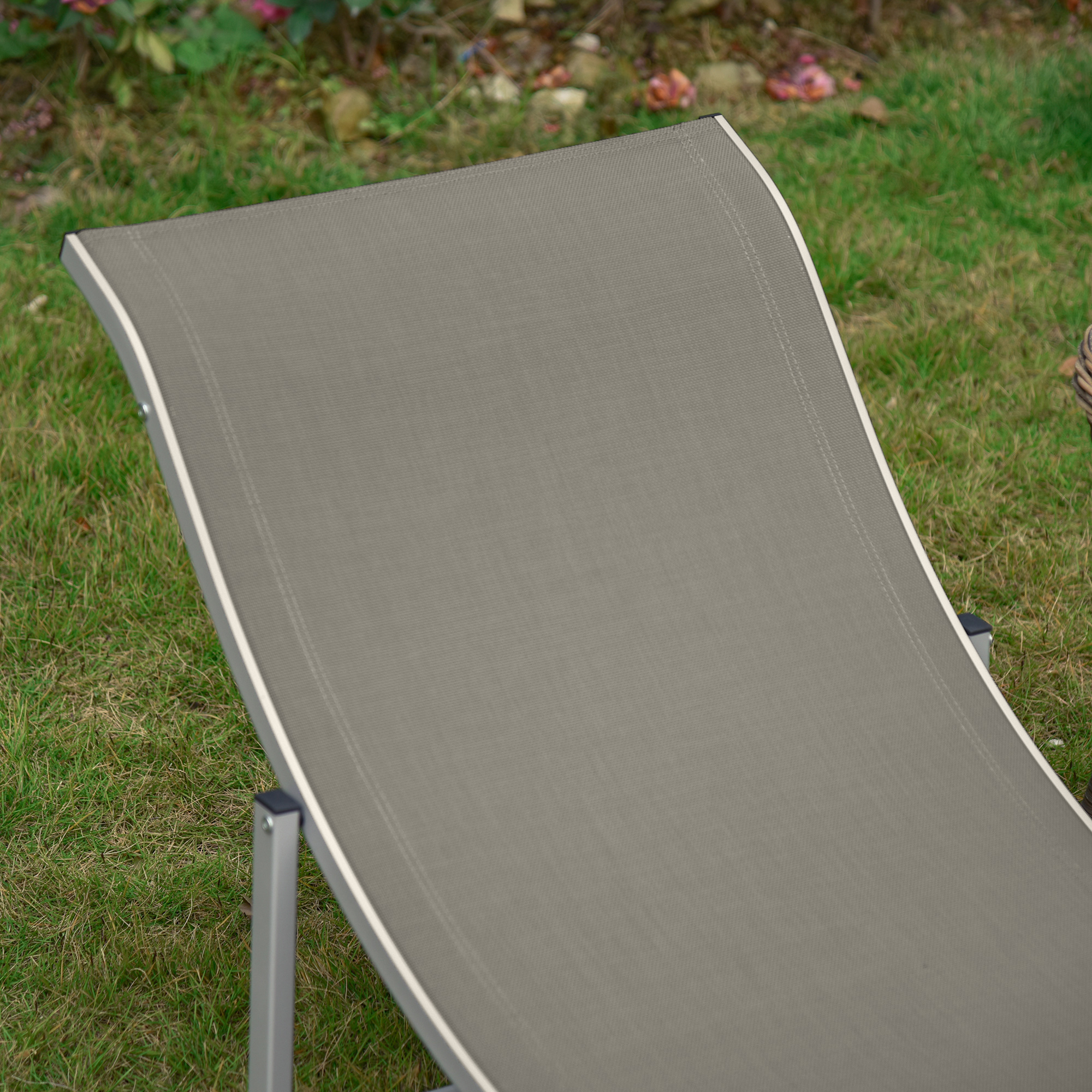 Set van 2 tuinstoelen ligstoel stoffen ligstoel relaxstoel ergonomisch aluminium Texteline