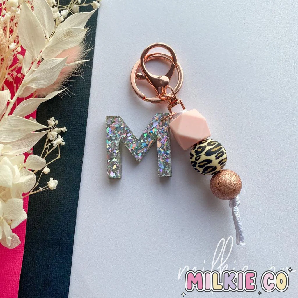 Letter Keychain & Mini Beaded Keychain