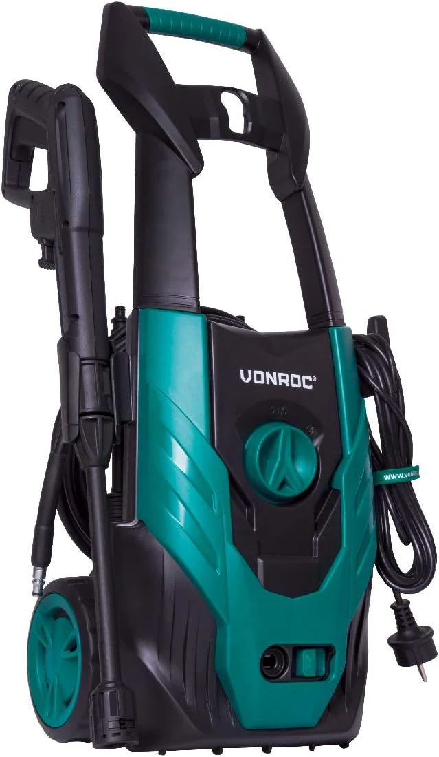 VONROC Professionele hogedrukreiniger 195bar - Gevelreiniger voor zware reinigingswerkzaamheden [2500W] - Hoge wateropbrengst [468 l/u] Reinigingstank, Aluminium Pomp - incl. Terrasreiniger