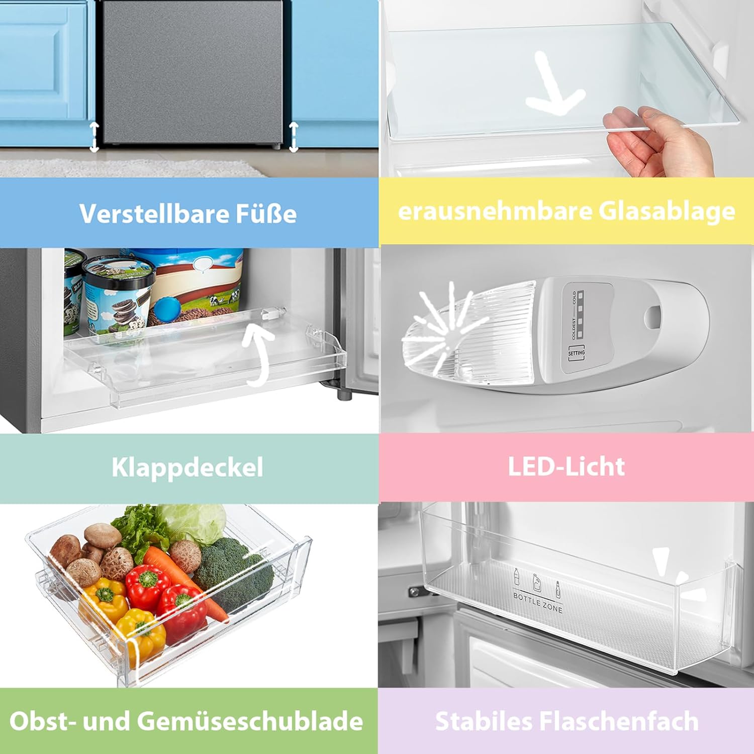 Comfee RCB169DK2(E) Fridge/Freezer Combination, 150 cm Height, Low Frost, Adjustable Fridge Temperature, LED Light, 195 kWh per Year, Fridge Capacity 115 L, 59 L Freezer, Black