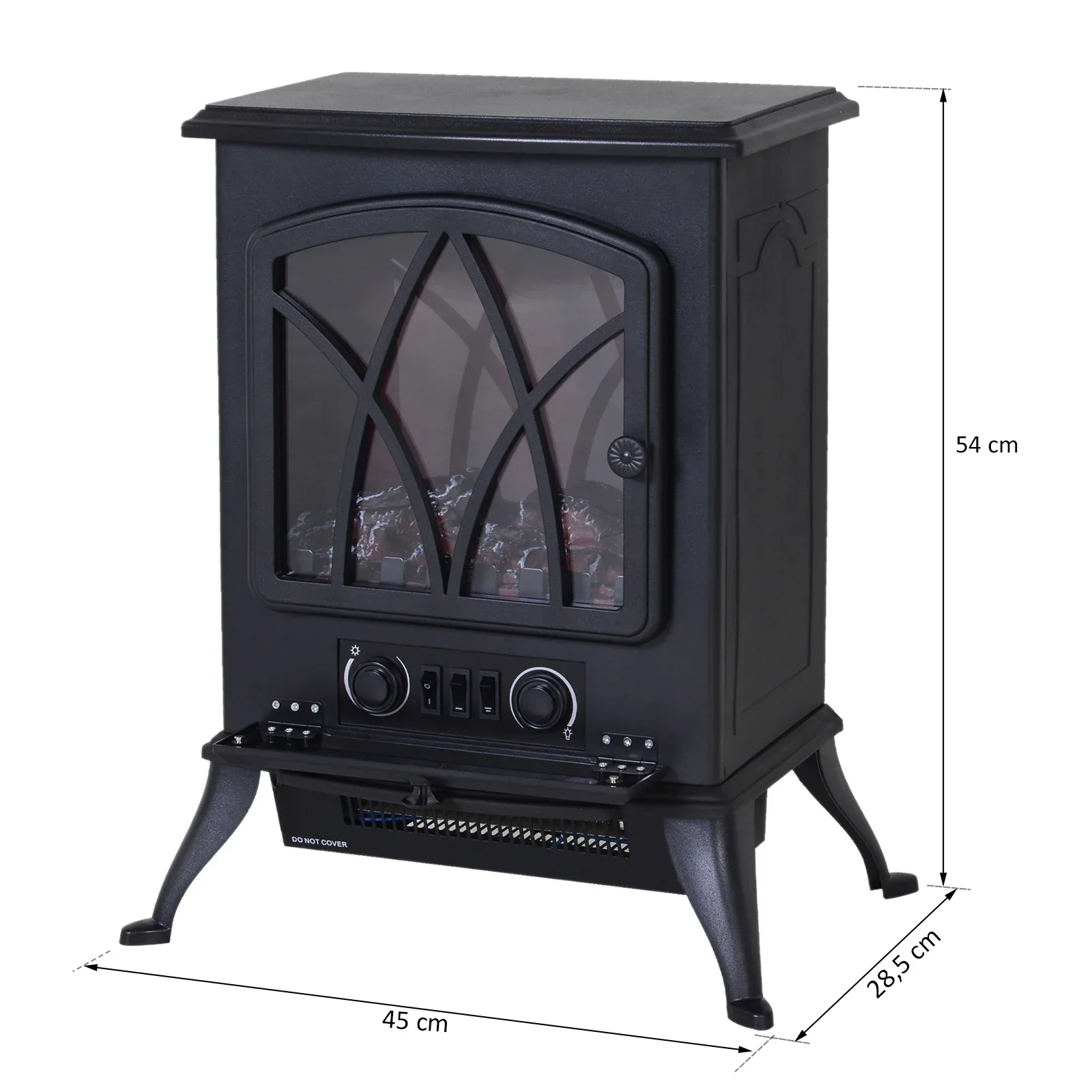 HOMCOM Elektrische haard rustiek design vlameffect