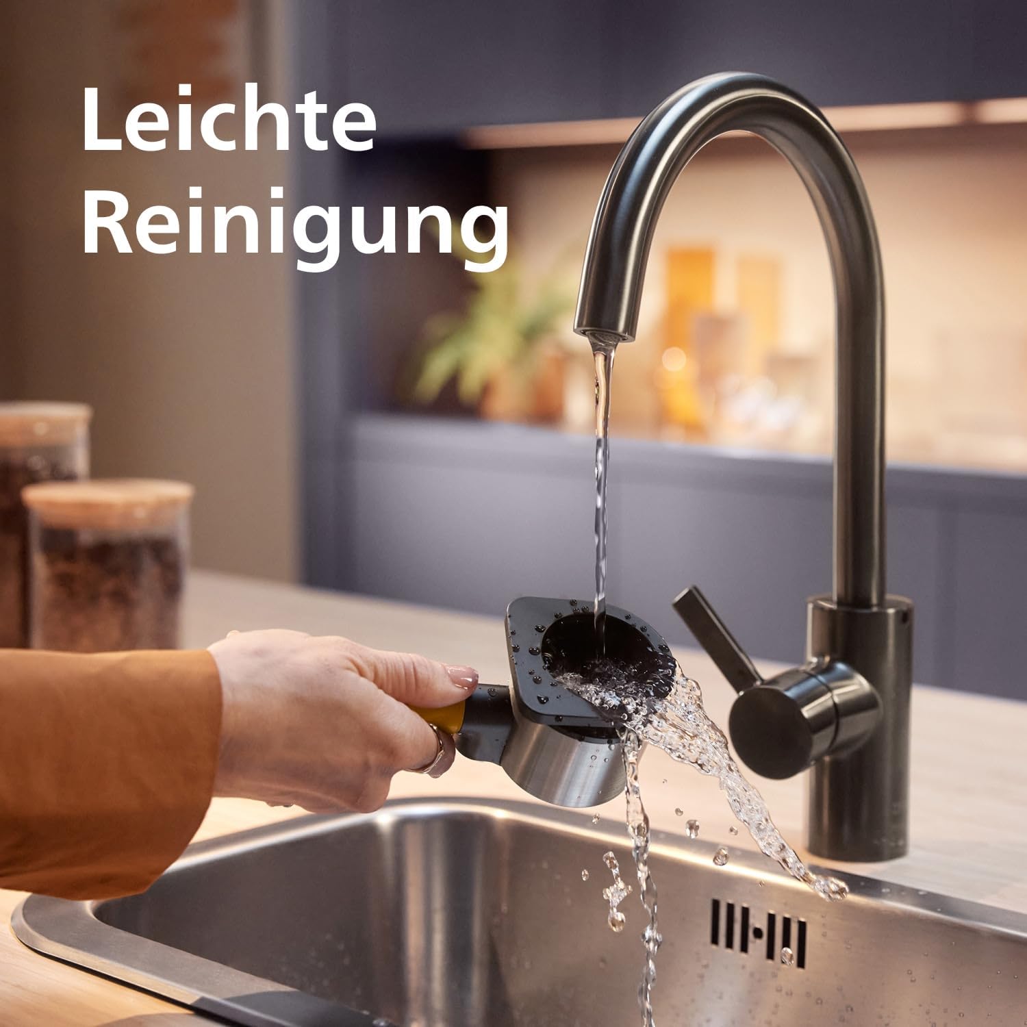 Baristina Espressomaschine – Automatisches Mahlen, Tampen & Brühen,16 Bar, Kaffeemaschine mit Mahlwerk & Siebträger, leichte Reinigung, Espresso & Café Crema, Naturweiß/Mangogelb (BAR305/03)