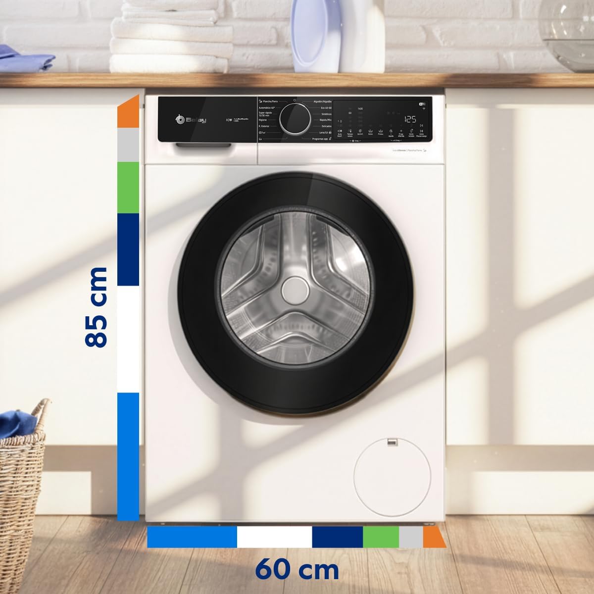 Balay – Washing Machine, Free Installation, 10 kg, Self-Dosing, Super Fast and Fast/Mix Programs, Iron, Silent, Home Connect, White, 3TS3104BH