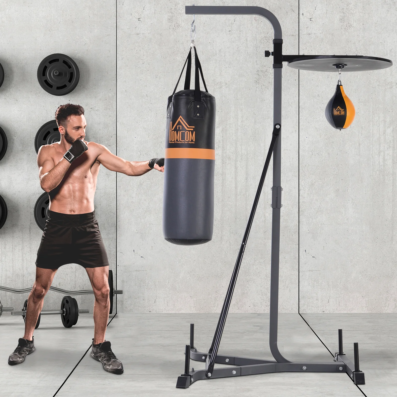 HOMCOM Boxsackständer 2-in-1 höhenverstellbar freistehend