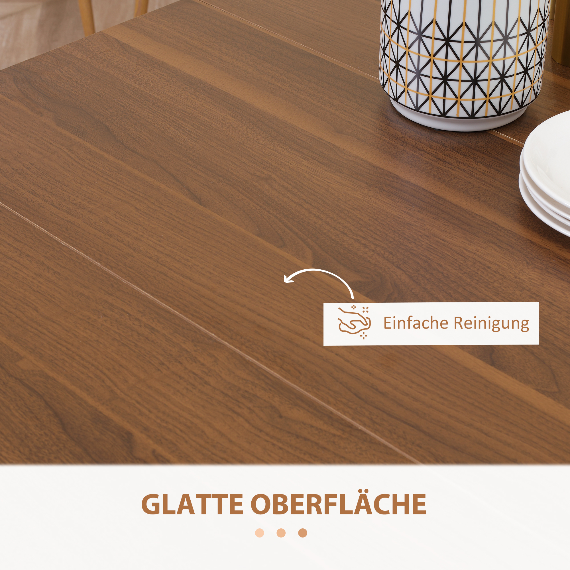 Uitklapbare Uitschuifbare Eettafel - Mobiele Eettafel - Modern Ontwerp - 180cm x 85cm x 75cm - Bruin
